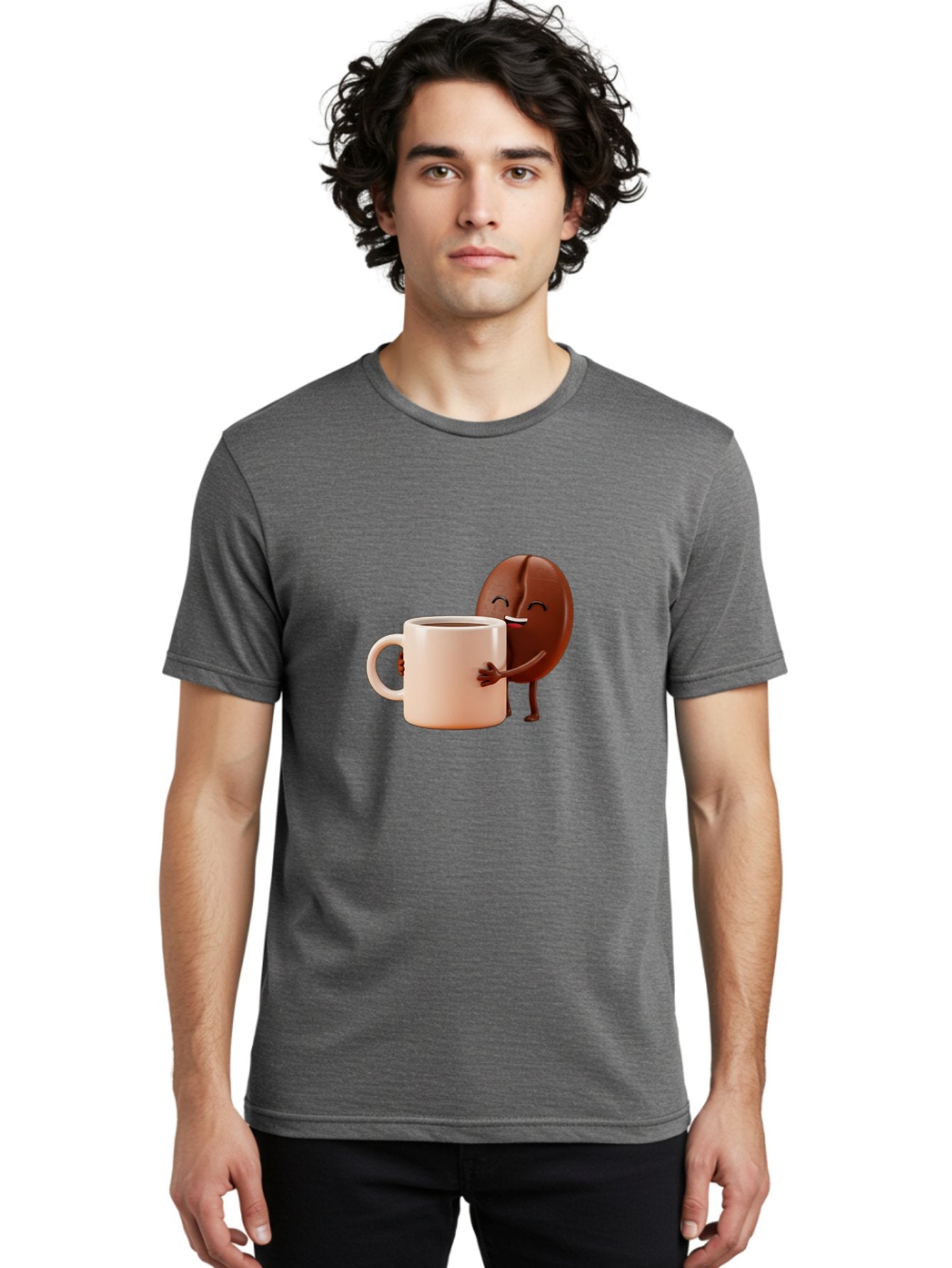 Coffee-Bean-Character-1 Men'S Graphic Tee, 100% Cotton, Comfortable Casual Summer Wear, Machine Washable, Cartoon Coffee Bean, Happy Character, Coffee Mug, Coffee Lover, Morning Pick-Me-Up, Caffeine Fix, Coffee Culture, Funny Illustration, Bab773 18