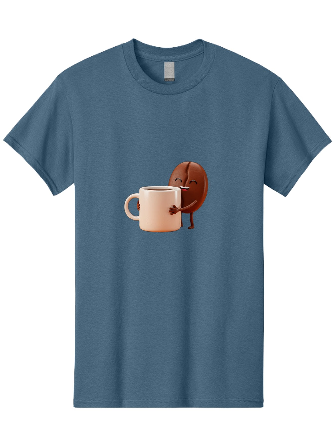 Coffee-Bean-Character-1 Men'S Graphic Tee, 100% Cotton, Comfortable Casual Summer Wear, Machine Washable, Cartoon Coffee Bean, Happy Character, Coffee Mug, Coffee Lover, Morning Pick-Me-Up, Caffeine Fix, Coffee Culture, Funny Illustration, Bab773