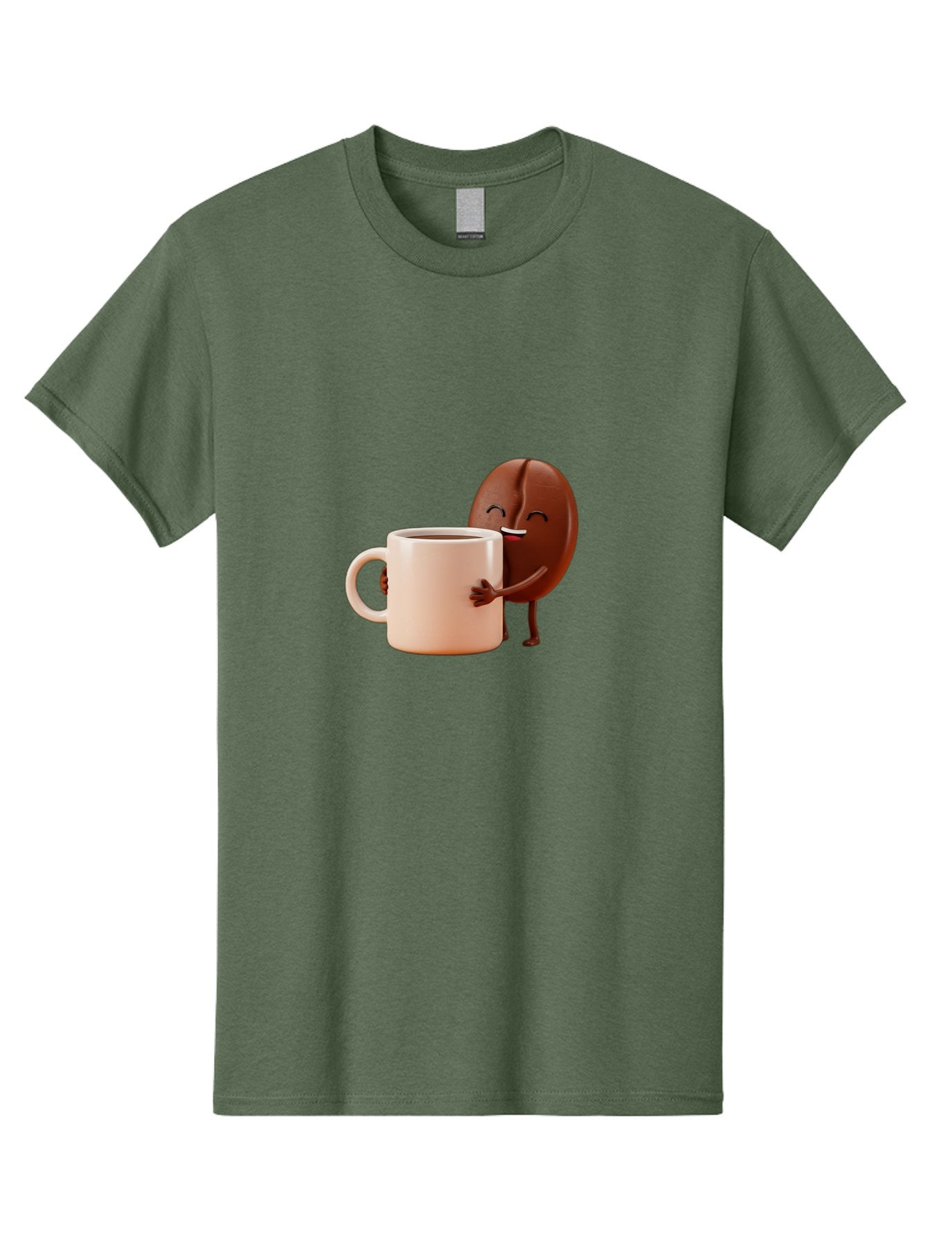 Coffee-Bean-Character-1 Men'S Graphic Tee, 100% Cotton, Comfortable Casual Summer Wear, Machine Washable, Cartoon Coffee Bean, Happy Character, Coffee Mug, Coffee Lover, Morning Pick-Me-Up, Caffeine Fix, Coffee Culture, Funny Illustration, Bab773 5