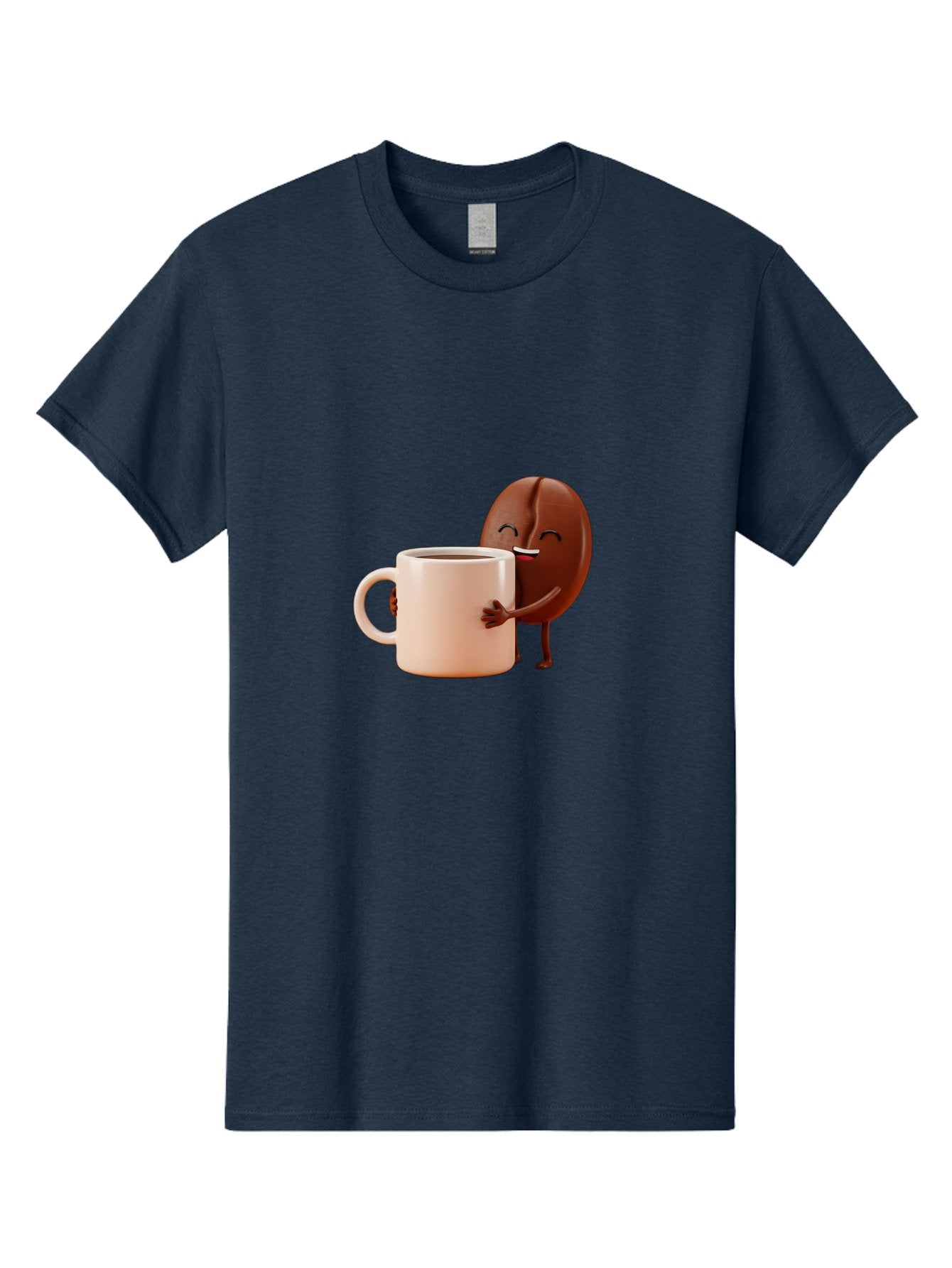 Coffee-Bean-Character-1 Men'S Graphic Tee, 100% Cotton, Comfortable Casual Summer Wear, Machine Washable, Cartoon Coffee Bean, Happy Character, Coffee Mug, Coffee Lover, Morning Pick-Me-Up, Caffeine Fix, Coffee Culture, Funny Illustration, Bab773 6