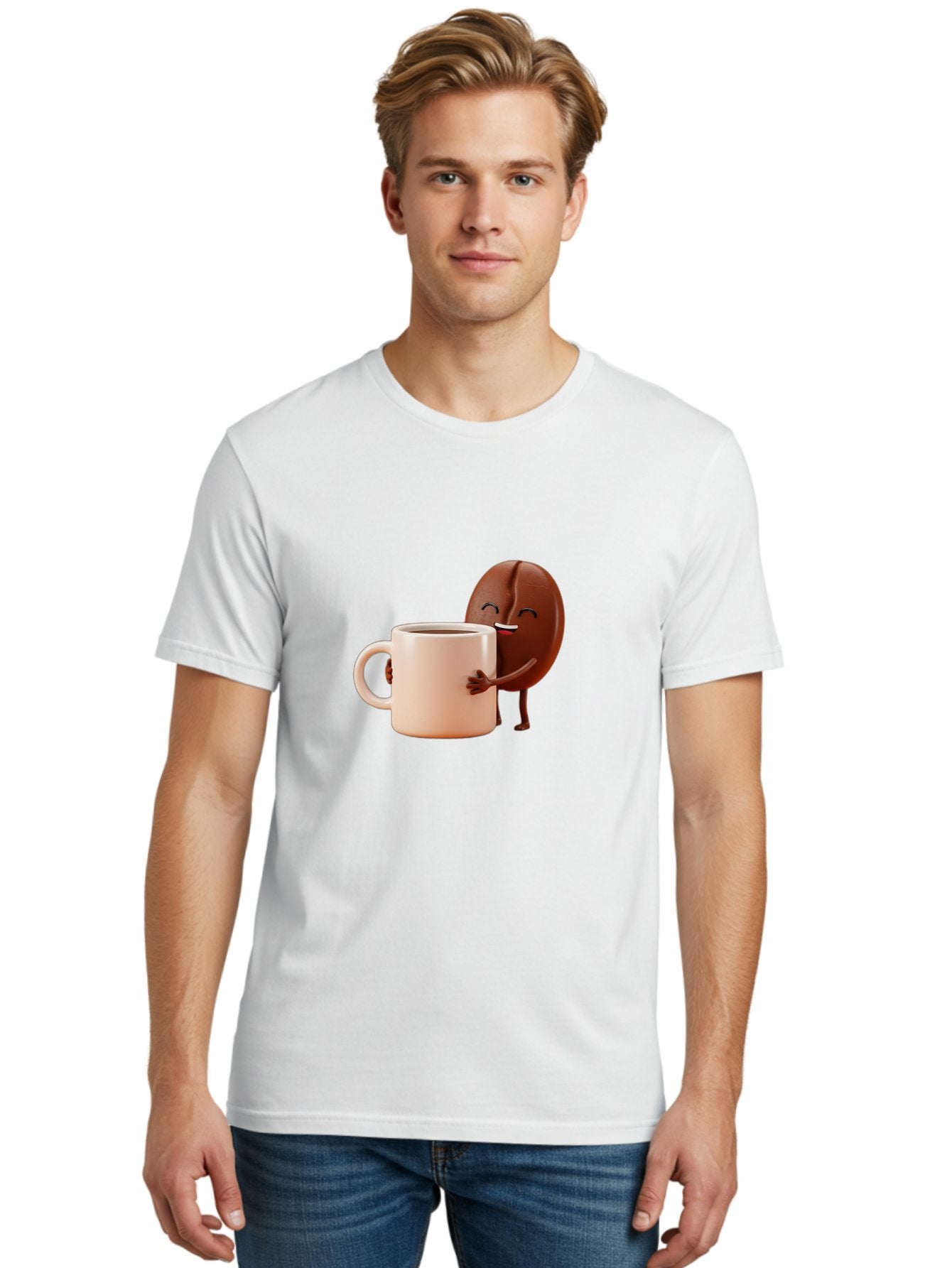 Coffee-Bean-Character-1 Men'S Graphic Tee, 100% Cotton, Comfortable Casual Summer Wear, Machine Washable, Cartoon Coffee Bean, Happy Character, Coffee Mug, Coffee Lover, Morning Pick-Me-Up, Caffeine Fix, Coffee Culture, Funny Illustration, Bab773 28