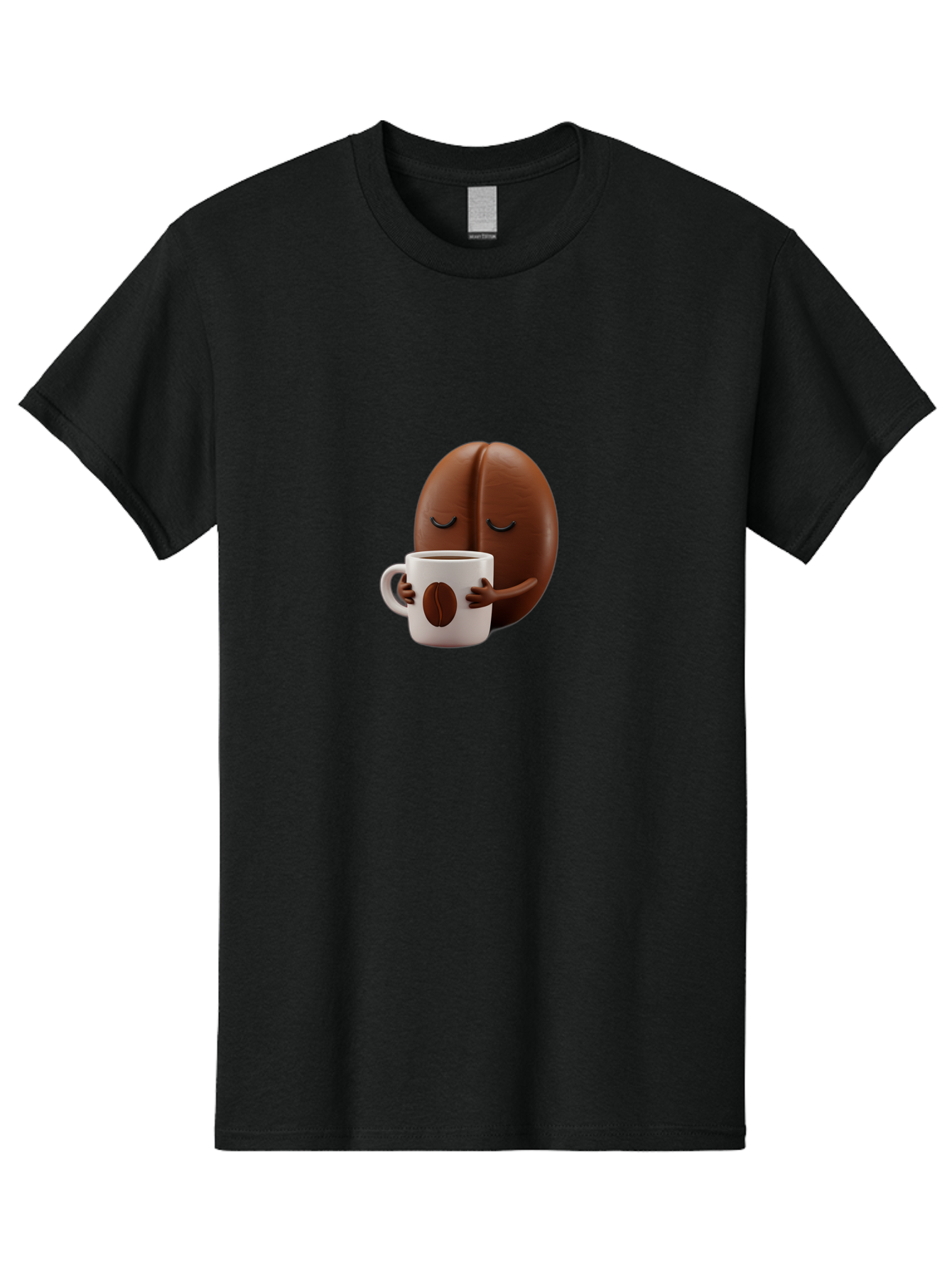 Coffee-Bean-Character-2 Men'S Graphic Tee, 100% Cotton, Comfortable Casual Summer Wear, Machine Washable, Cartoon Coffee Bean, Coffee Mug, Relaxed Atmosphere, Happy Character, Coffee Break, Morning Coffee, Caffeine Boost, Coffee Lover, Bab774