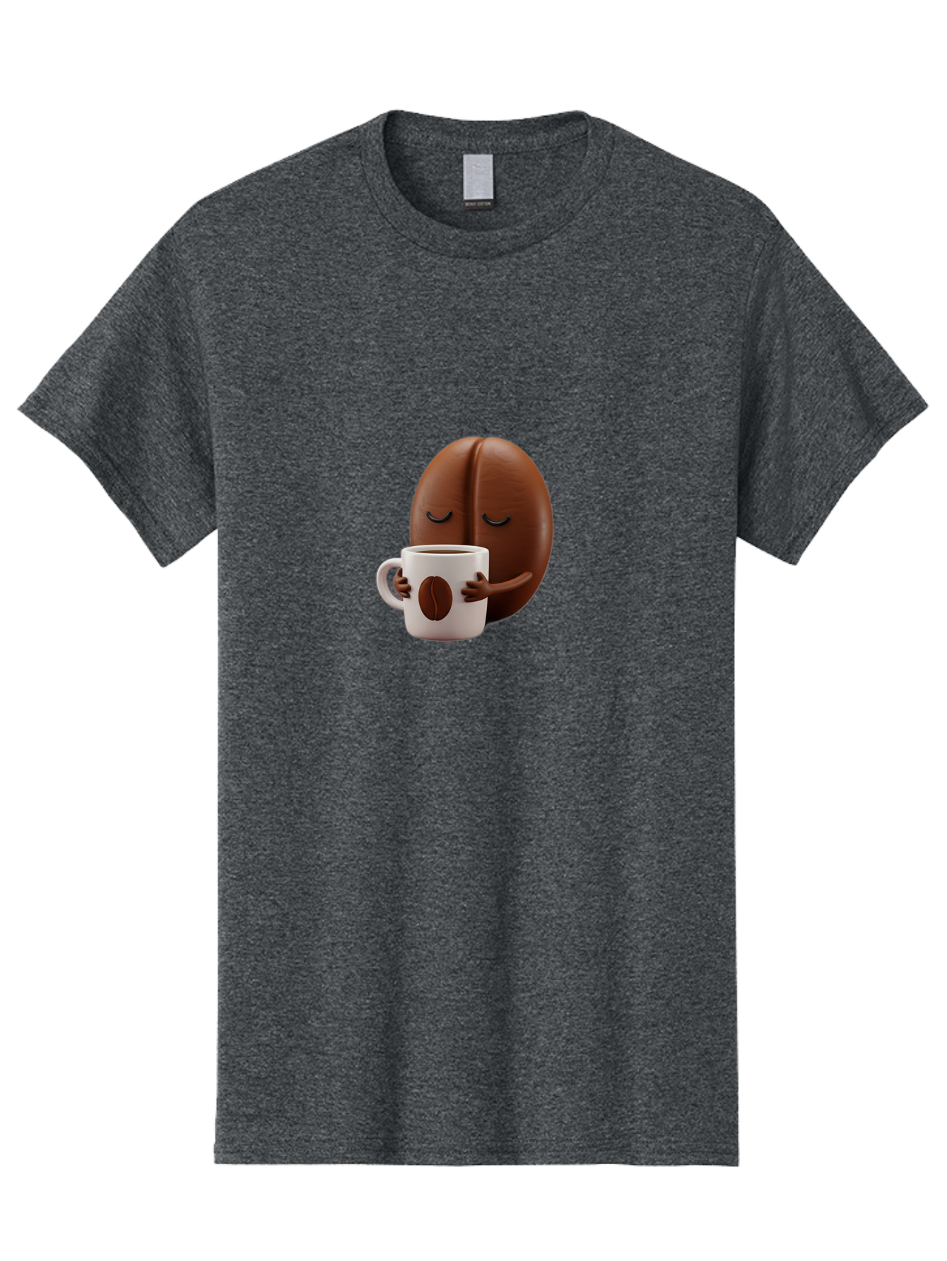 Coffee-Bean-Character-2 Men'S Graphic Tee, 100% Cotton, Comfortable Casual Summer Wear, Machine Washable, Cartoon Coffee Bean, Coffee Mug, Relaxed Atmosphere, Happy Character, Coffee Break, Morning Coffee, Caffeine Boost, Coffee Lover, Bab774