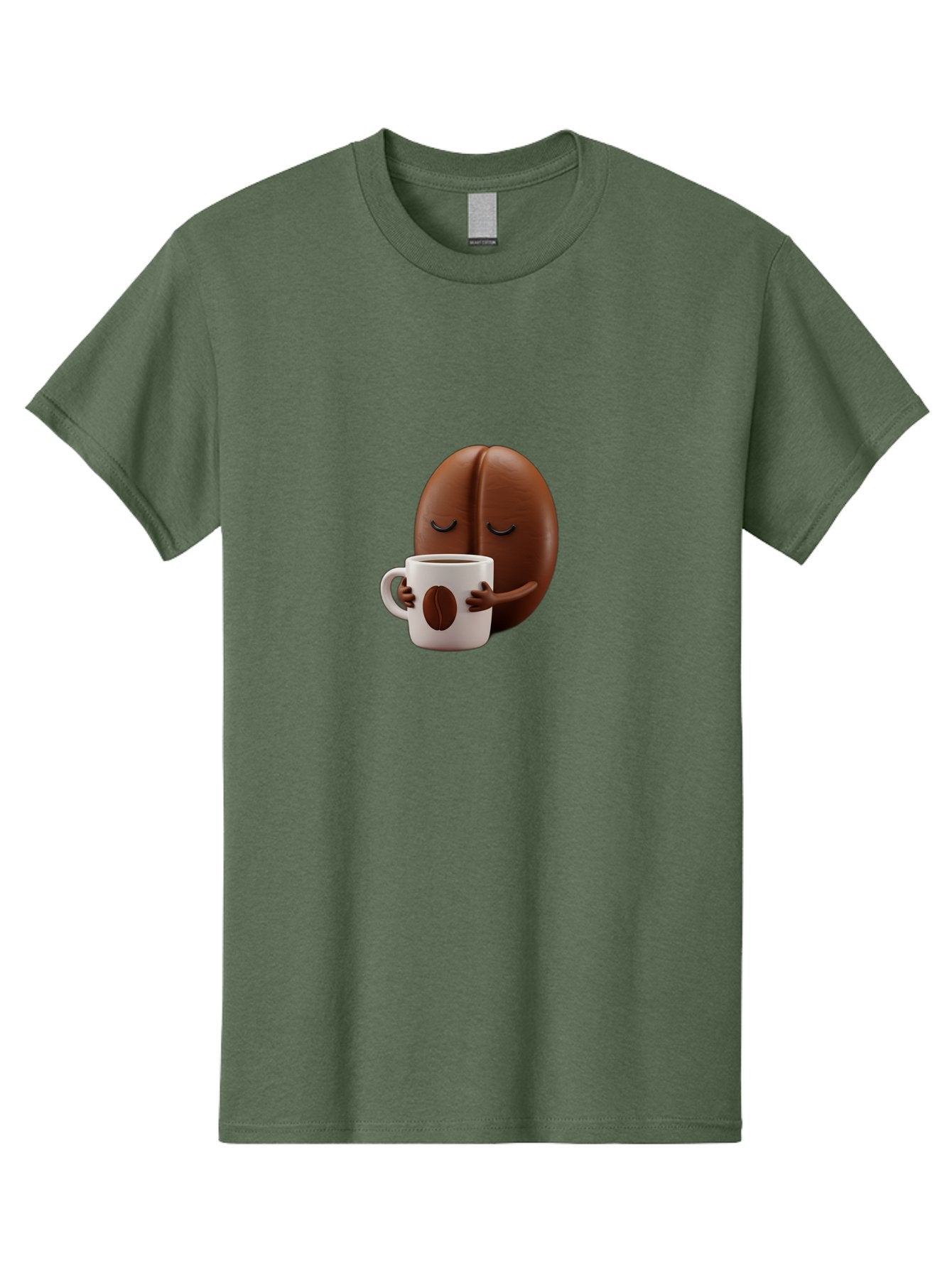 Coffee-Bean-Character-2 Men'S Graphic Tee, 100% Cotton, Comfortable Casual Summer Wear, Machine Washable, Cartoon Coffee Bean, Coffee Mug, Relaxed Atmosphere, Happy Character, Coffee Break, Morning Coffee, Caffeine Boost, Coffee Lover, Bab774 8