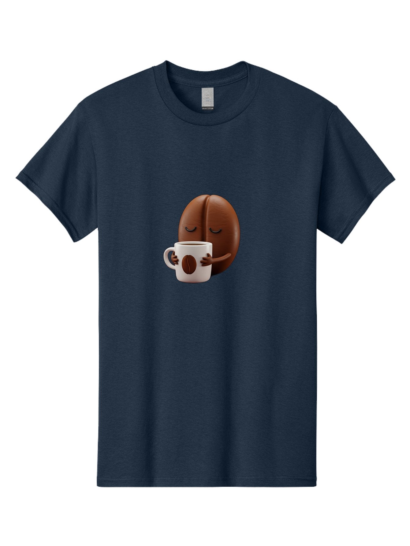 Coffee-Bean-Character-2 Men'S Graphic Tee, 100% Cotton, Comfortable Casual Summer Wear, Machine Washable, Cartoon Coffee Bean, Coffee Mug, Relaxed Atmosphere, Happy Character, Coffee Break, Morning Coffee, Caffeine Boost, Coffee Lover, Bab774