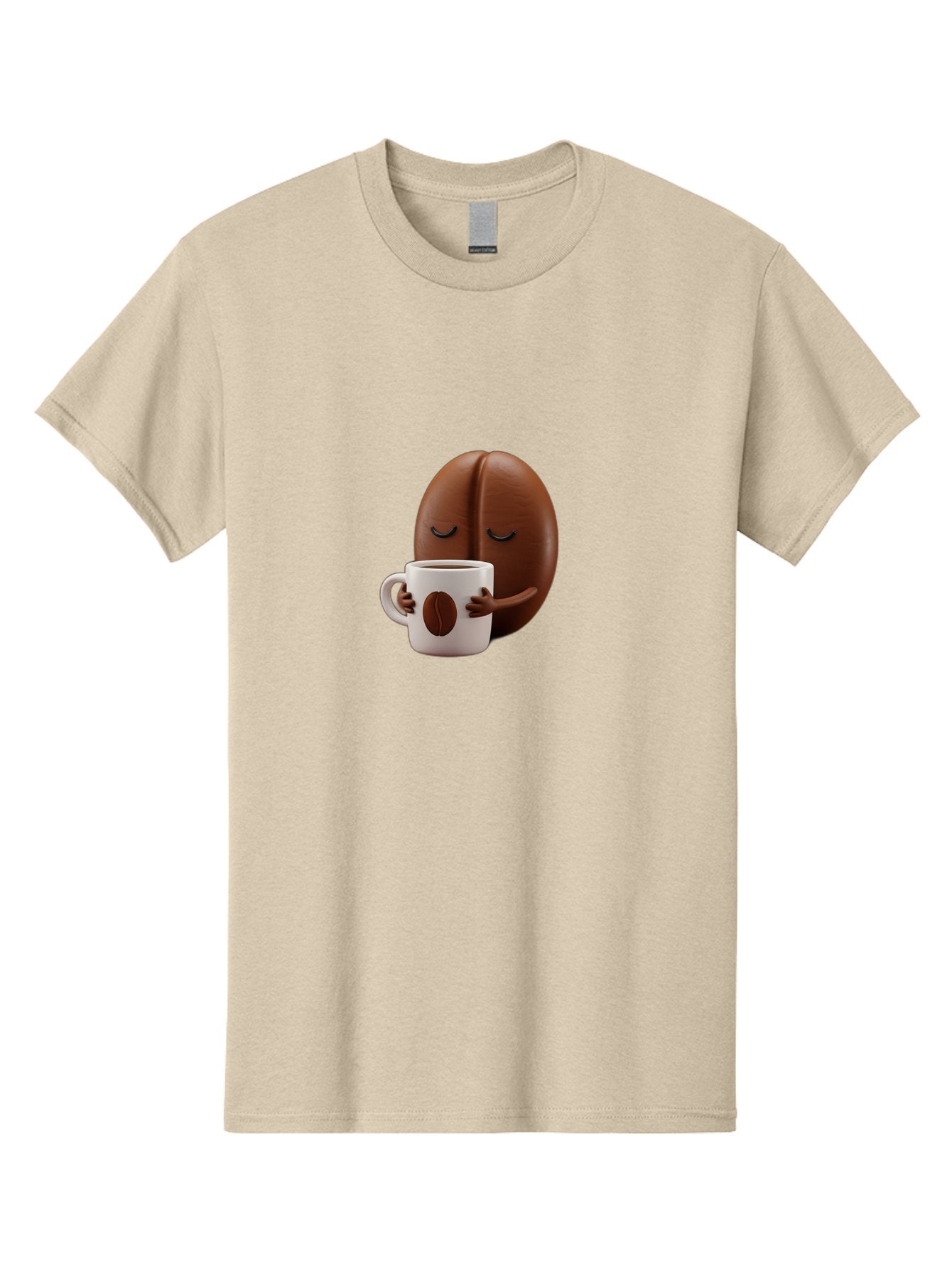 Coffee-Bean-Character-2 Men'S Graphic Tee, 100% Cotton, Comfortable Casual Summer Wear, Machine Washable, Cartoon Coffee Bean, Coffee Mug, Relaxed Atmosphere, Happy Character, Coffee Break, Morning Coffee, Caffeine Boost, Coffee Lover, Bab774 5
