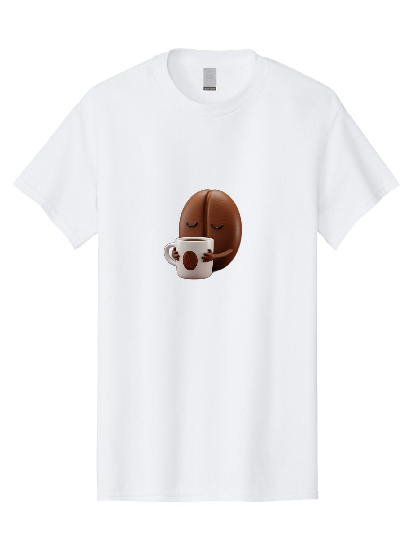 Coffee-Bean-Character-2 Men'S Graphic Tee, 100% Cotton, Comfortable Casual Summer Wear, Machine Washable, Cartoon Coffee Bean, Coffee Mug, Relaxed Atmosphere, Happy Character, Coffee Break, Morning Coffee, Caffeine Boost, Coffee Lover, Bab774