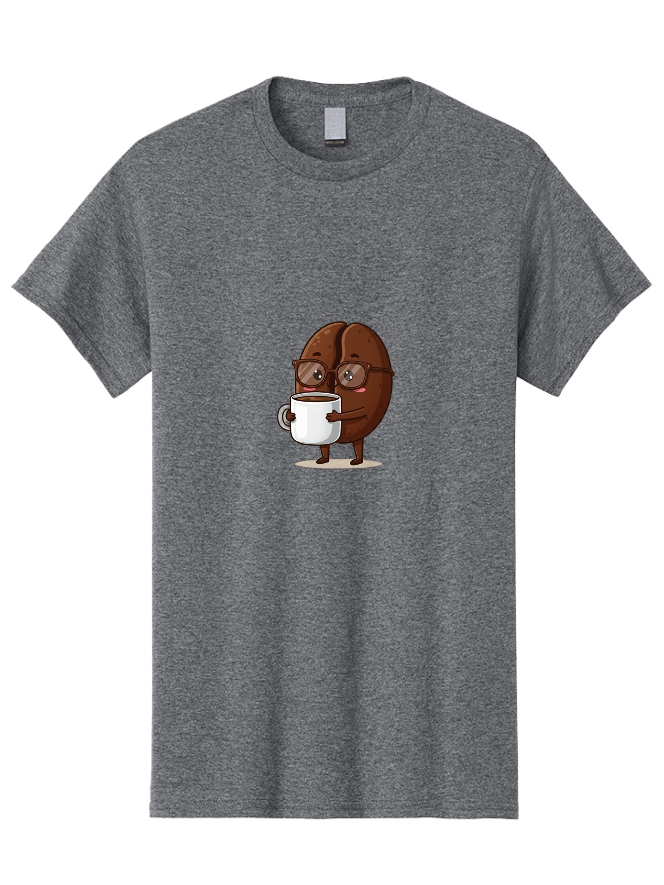 Coffee-Bean-Character-4 Men'S Graphic Tee, 100% Cotton, Comfortable Casual Summer Wear, Machine Washable, Coffee Bean Character, Coffee Lover, Brown Coffee Bean, Holding Coffee Mug, Coffee Break, Cartoon Style, Coffee Culture, Funny Character, Bab776 4