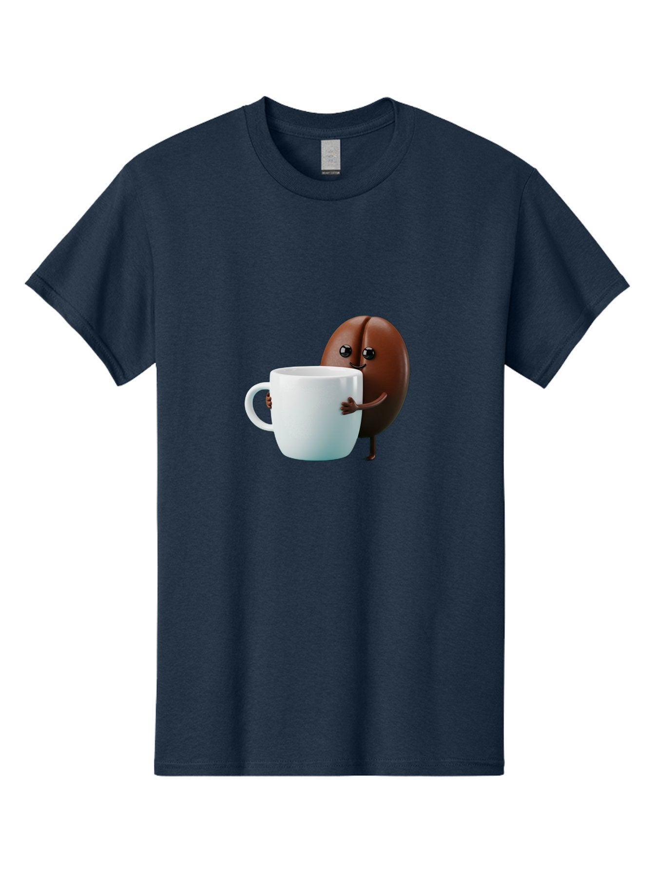 Coffee-Bean-Character Men'S Graphic Tee, 100% Cotton, Comfortable Casual Summer Wear, Machine Washable, Cartoon Coffee Bean, Holding Coffee Mug, Happy Face, Cute Character, Coffee Lover, Morning Pick-Me-Up, Coffee Culture, Fun Design, Bab777 8