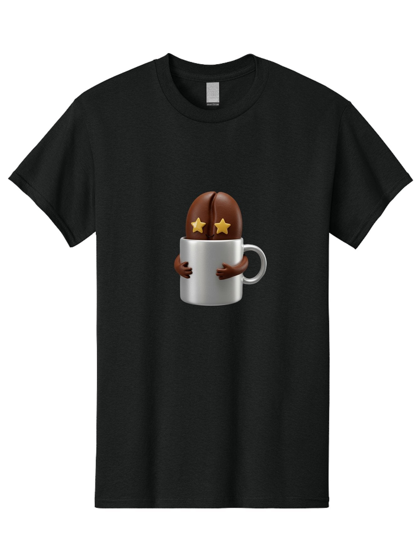 Coffee-Bean-In-A-Cup Men'S Graphic Tee, 100% Cotton, Comfortable Casual Summer Wear, Machine Washable, Coffee Bean Character, Coffee Cup, Cute Illustration, Cartoon Coffee, Coffee Culture, Coffee Love, Morning Coffee, Coffee Beans, Coffee Art Bab778 10
