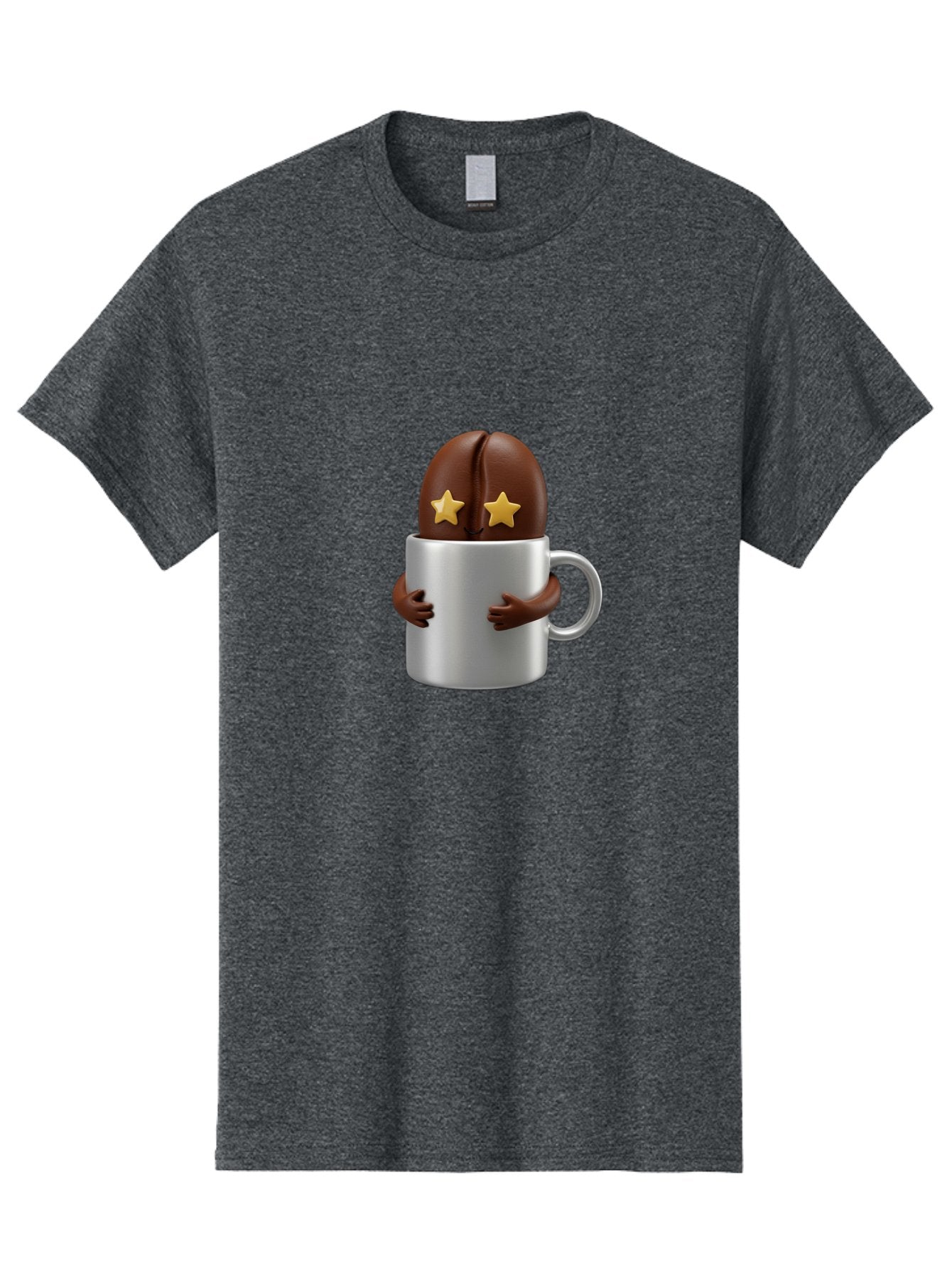 Coffee-Bean-In-A-Cup Men'S Graphic Tee, 100% Cotton, Comfortable Casual Summer Wear, Machine Washable, Coffee Bean Character, Coffee Cup, Cute Illustration, Cartoon Coffee, Coffee Culture, Coffee Love, Morning Coffee, Coffee Beans, Coffee Art Bab778 12