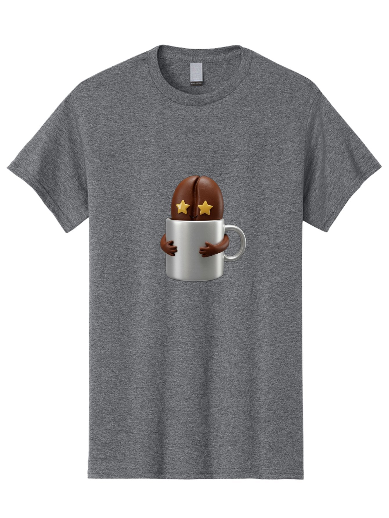 Coffee-Bean-In-A-Cup Men'S Graphic Tee, 100% Cotton, Comfortable Casual Summer Wear, Machine Washable, Coffee Bean Character, Coffee Cup, Cute Illustration, Cartoon Coffee, Coffee Culture, Coffee Love, Morning Coffee, Coffee Beans, Coffee Art Bab778 6