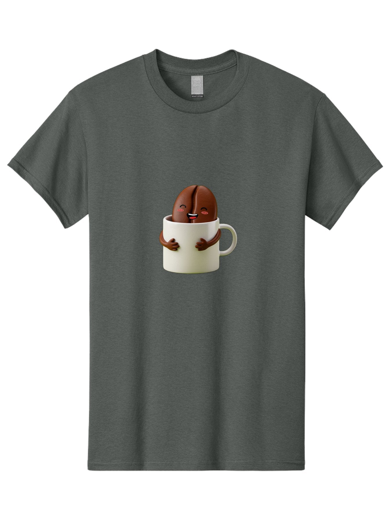 Coffee-Bean-In-Cup Men'S Graphic Tee, 100% Cotton, Comfortable Casual Summer Wear, Machine Washable, Chocolate-Covered Coffee Bean, Coffee Lover, Cute Cartoon Character, Funny Beverage, Happy Face, Quirky Design, Coffee Break, Bab779 15