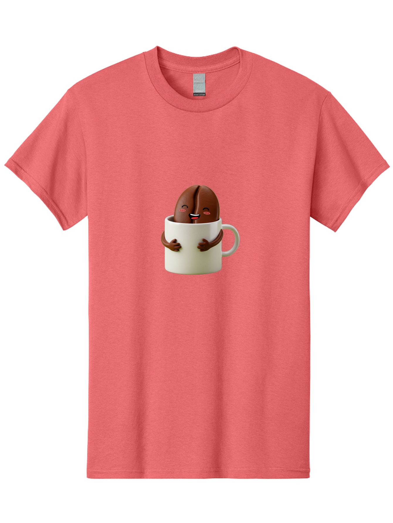 Coffee-Bean-In-Cup Men'S Graphic Tee, 100% Cotton, Comfortable Casual Summer Wear, Machine Washable, Chocolate-Covered Coffee Bean, Coffee Lover, Cute Cartoon Character, Funny Beverage, Happy Face, Quirky Design, Coffee Break, Bab779 8