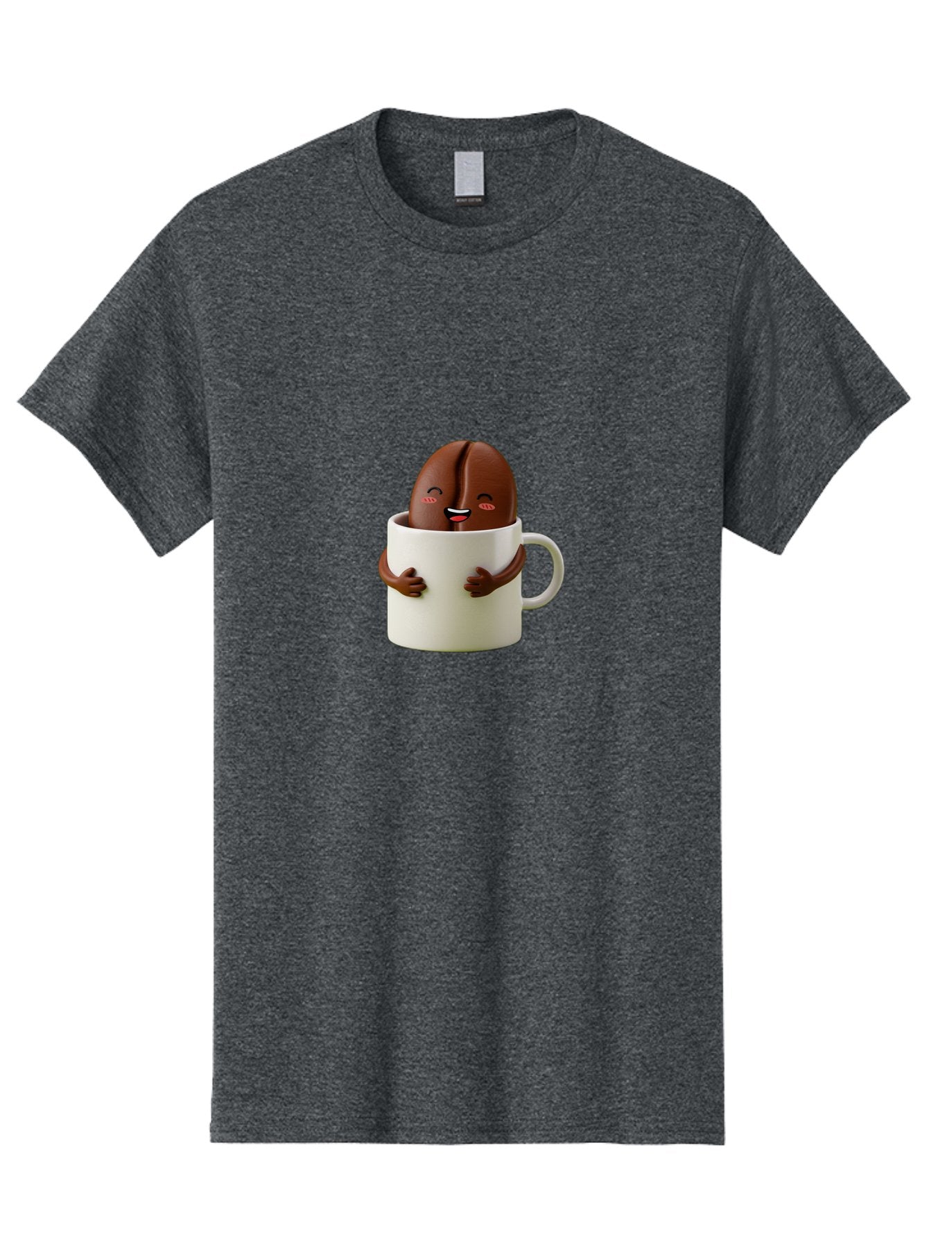 Coffee-Bean-In-Cup Men'S Graphic Tee, 100% Cotton, Comfortable Casual Summer Wear, Machine Washable, Chocolate-Covered Coffee Bean, Coffee Lover, Cute Cartoon Character, Funny Beverage, Happy Face, Quirky Design, Coffee Break, Bab779 13