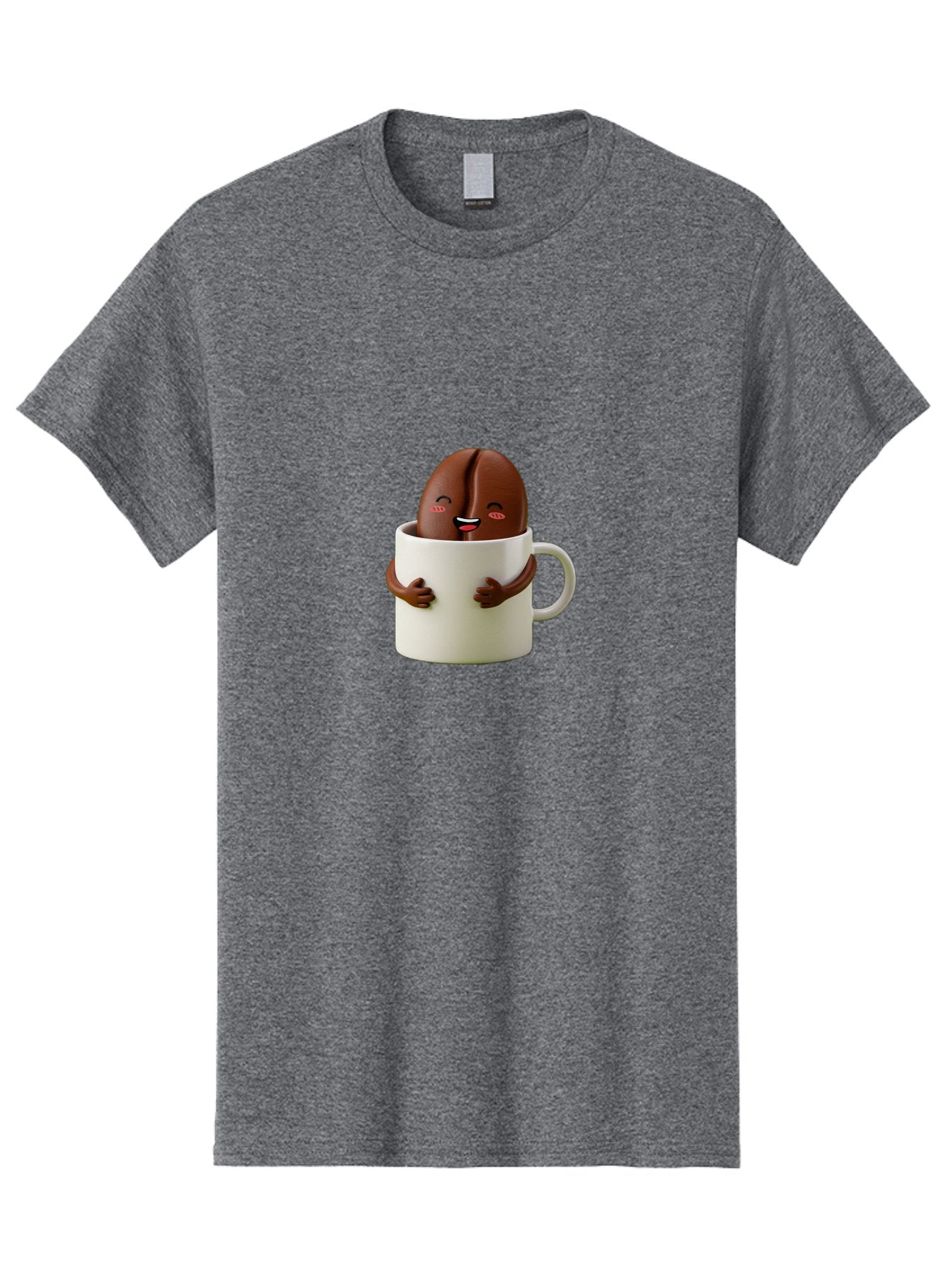 Coffee-Bean-In-Cup Men'S Graphic Tee, 100% Cotton, Comfortable Casual Summer Wear, Machine Washable, Chocolate-Covered Coffee Bean, Coffee Lover, Cute Cartoon Character, Funny Beverage, Happy Face, Quirky Design, Coffee Break, Bab779 12