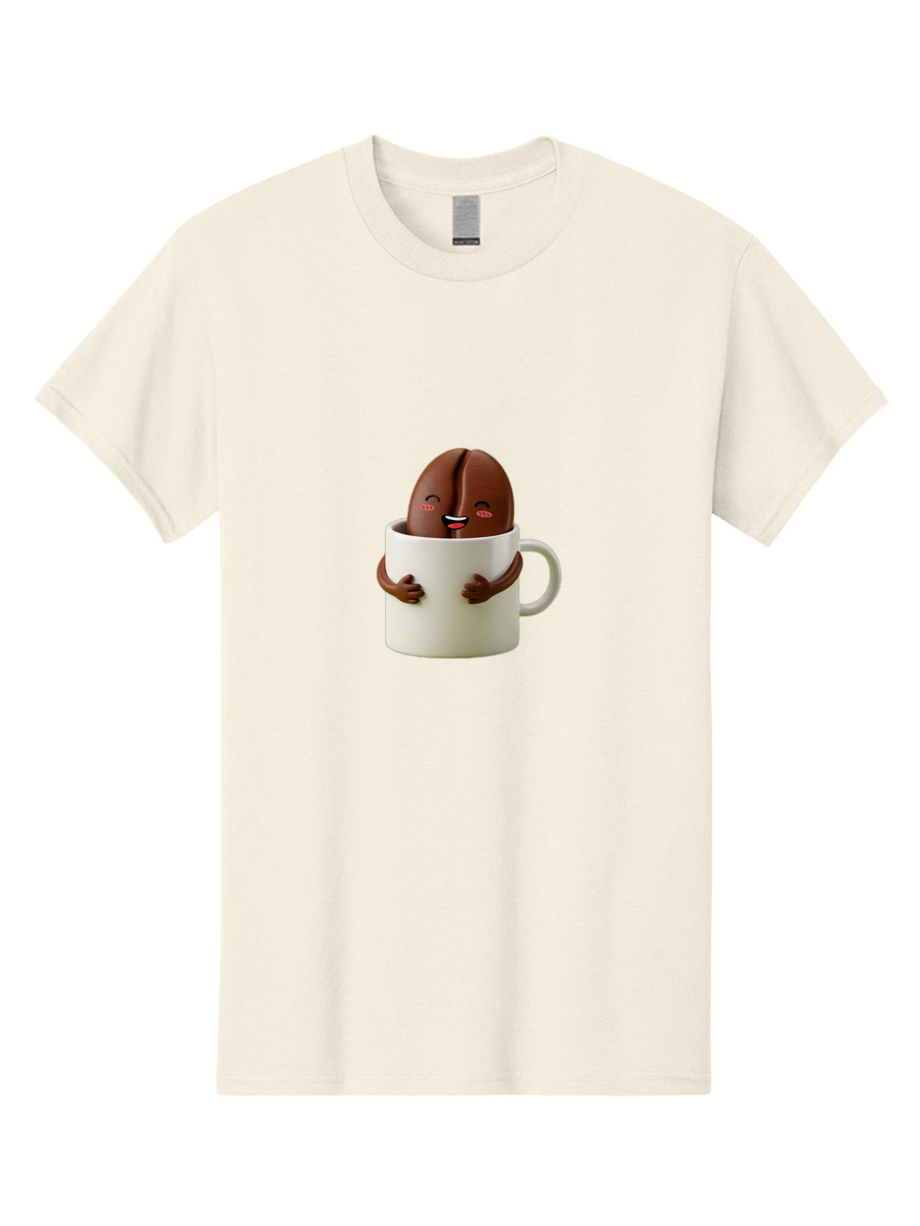 Coffee-Bean-In-Cup Men'S Graphic Tee, 100% Cotton, Comfortable Casual Summer Wear, Machine Washable, Chocolate-Covered Coffee Bean, Coffee Lover, Cute Cartoon Character, Funny Beverage, Happy Face, Quirky Design, Coffee Break, Bab779
