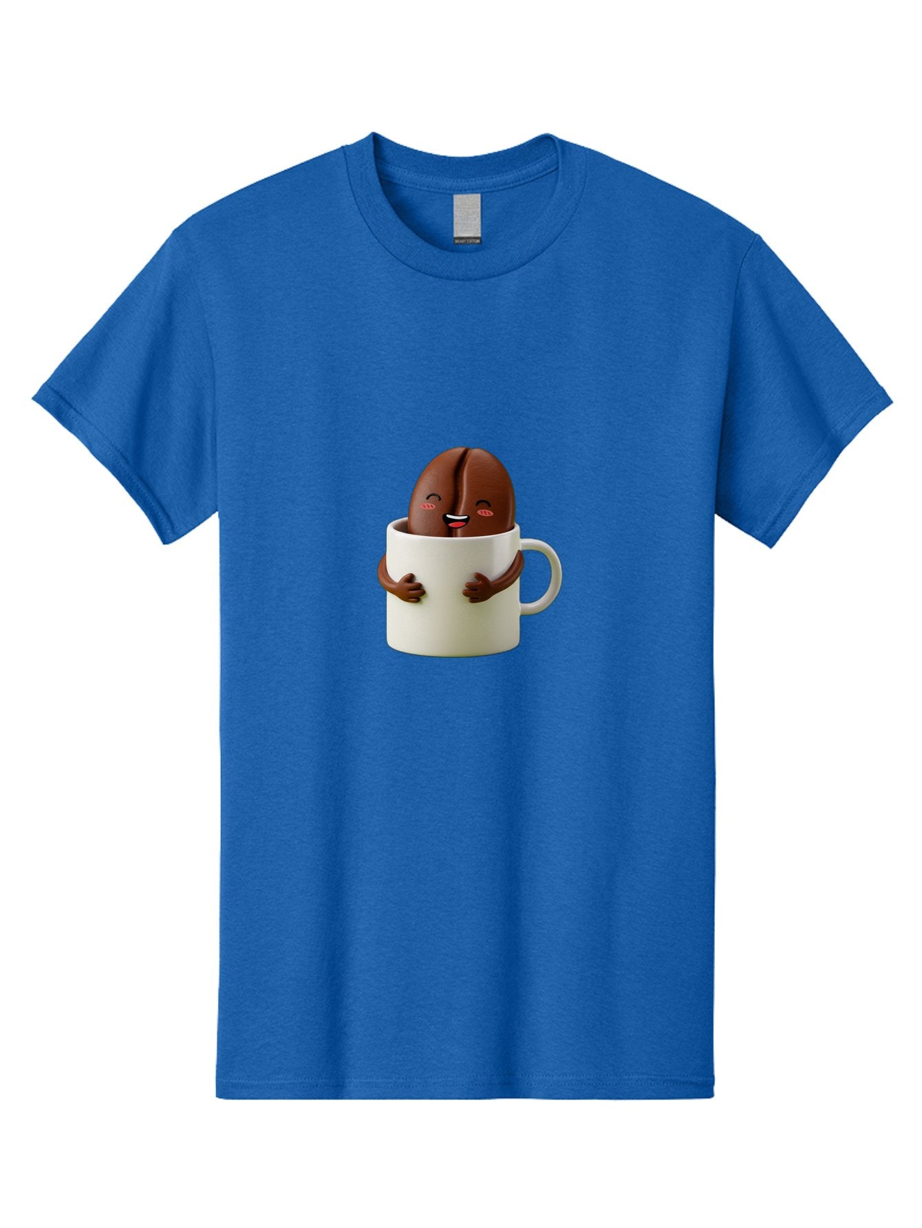 Coffee-Bean-In-Cup Men'S Graphic Tee, 100% Cotton, Comfortable Casual Summer Wear, Machine Washable, Chocolate-Covered Coffee Bean, Coffee Lover, Cute Cartoon Character, Funny Beverage, Happy Face, Quirky Design, Coffee Break, Bab779