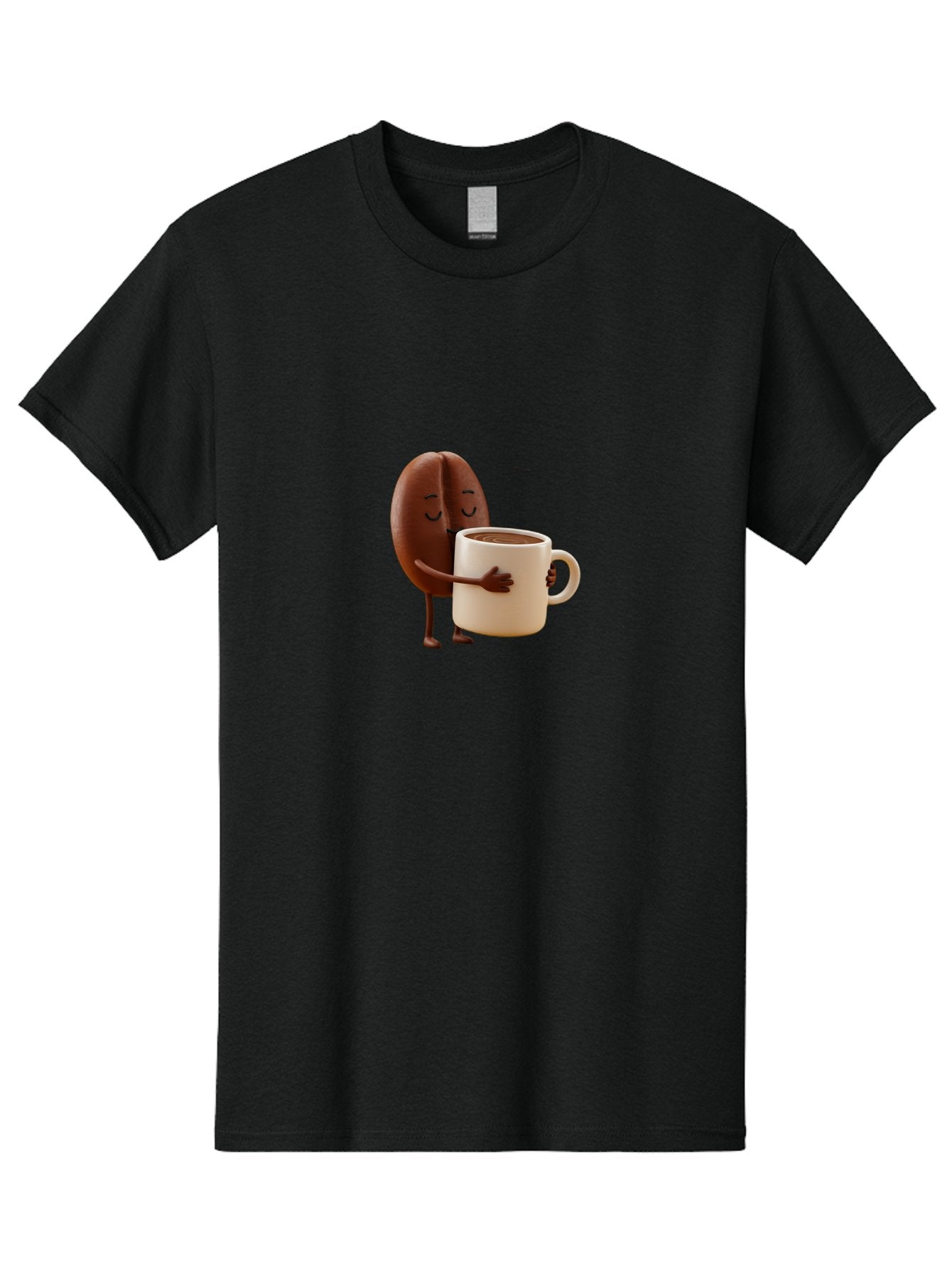 Coffee-Bean Men'S Graphic Tee, 100% Cotton, Comfortable Casual Summer Wear, Machine Washable, Coffee Bean, Anthropomorphic Character, Holding Coffee Cup, Warm Beverage, Coffee Lover, Cute Character, Cartoon Style, Morning Routine, Coffee Time Bab781 14