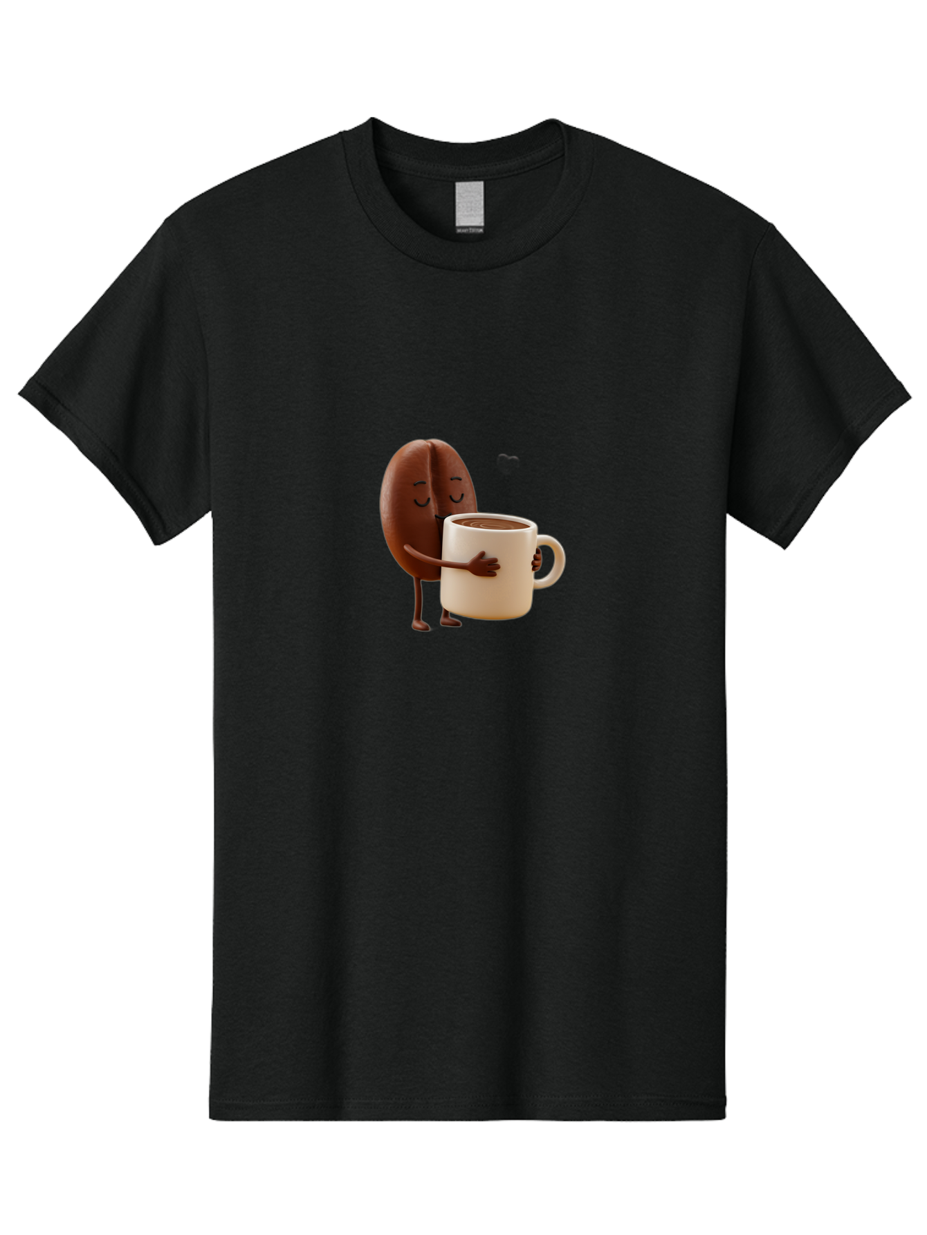 Coffee-Bean Men'S Graphic Tee, 100% Cotton, Comfortable Casual Summer Wear, Machine Washable, Coffee Bean, Anthropomorphic Character, Holding Coffee Cup, Warm Beverage, Coffee Lover, Cute Character, Cartoon Style, Morning Routine, Coffee Time Bab781