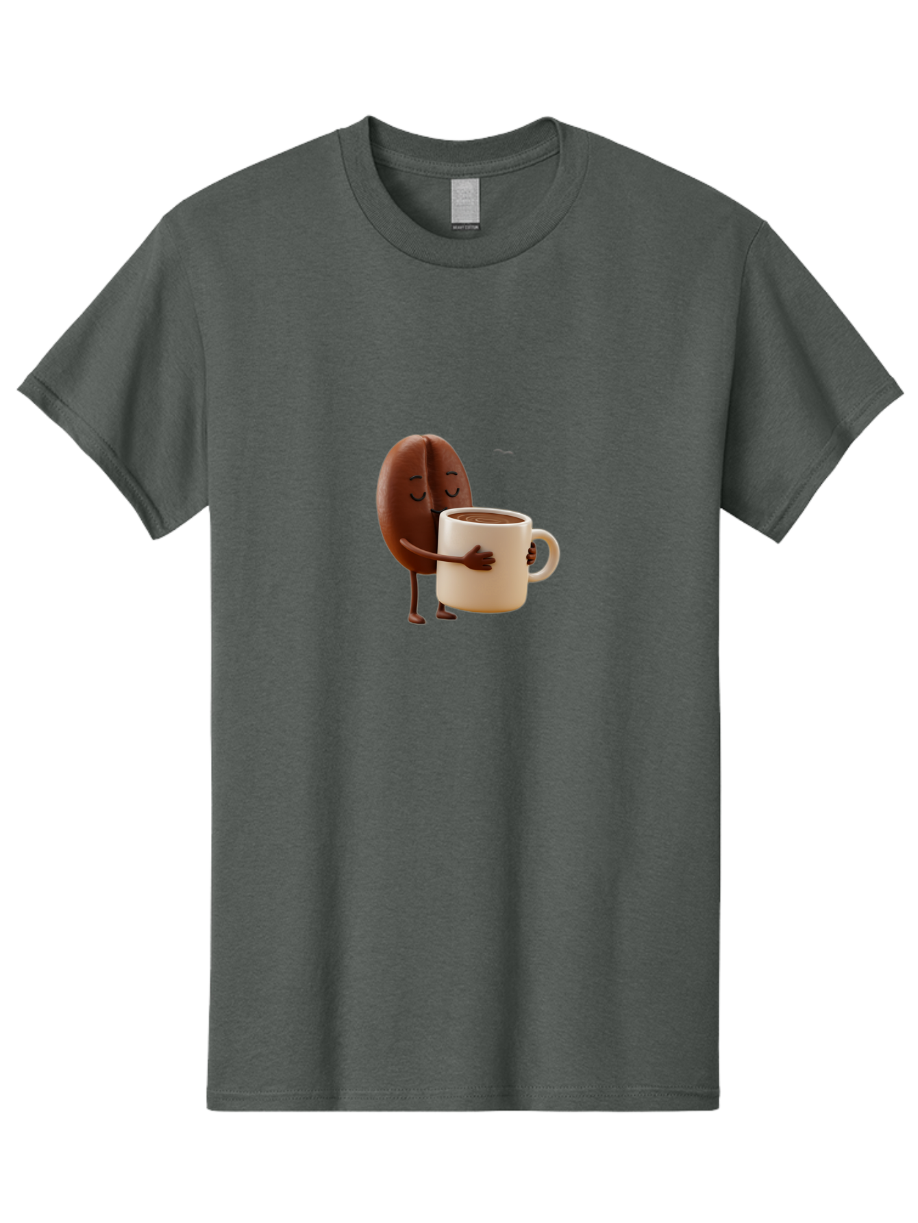 Coffee-Bean Men'S Graphic Tee, 100% Cotton, Comfortable Casual Summer Wear, Machine Washable, Coffee Bean, Anthropomorphic Character, Holding Coffee Cup, Warm Beverage, Coffee Lover, Cute Character, Cartoon Style, Morning Routine, Coffee Time Bab781 12