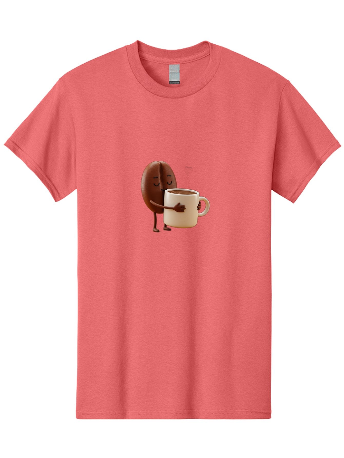 Coffee-Bean Men'S Graphic Tee, 100% Cotton, Comfortable Casual Summer Wear, Machine Washable, Coffee Bean, Anthropomorphic Character, Holding Coffee Cup, Warm Beverage, Coffee Lover, Cute Character, Cartoon Style, Morning Routine, Coffee Time Bab781 6