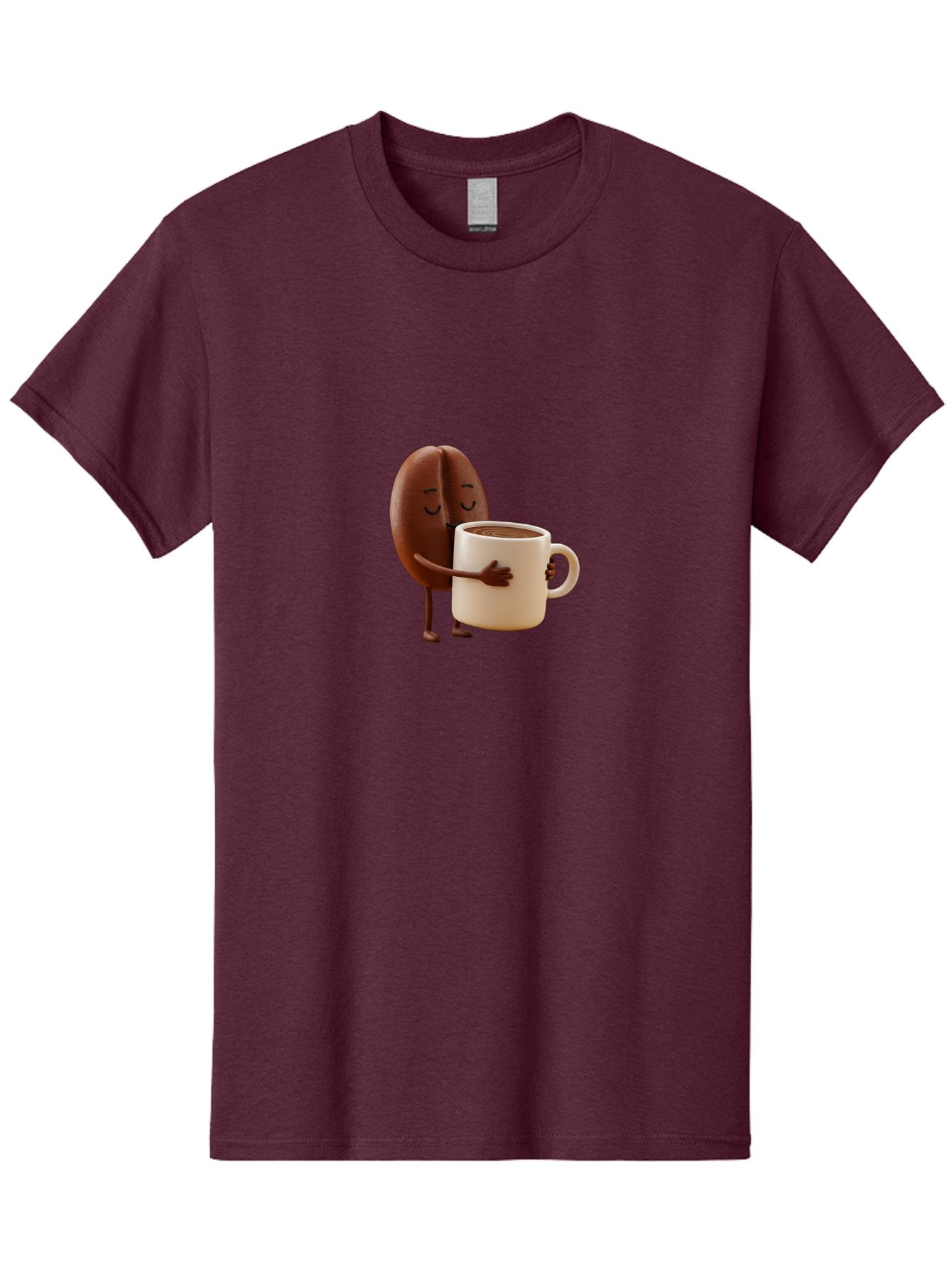 Coffee-Bean Men'S Graphic Tee, 100% Cotton, Comfortable Casual Summer Wear, Machine Washable, Coffee Bean, Anthropomorphic Character, Holding Coffee Cup, Warm Beverage, Coffee Lover, Cute Character, Cartoon Style, Morning Routine, Coffee Time Bab781