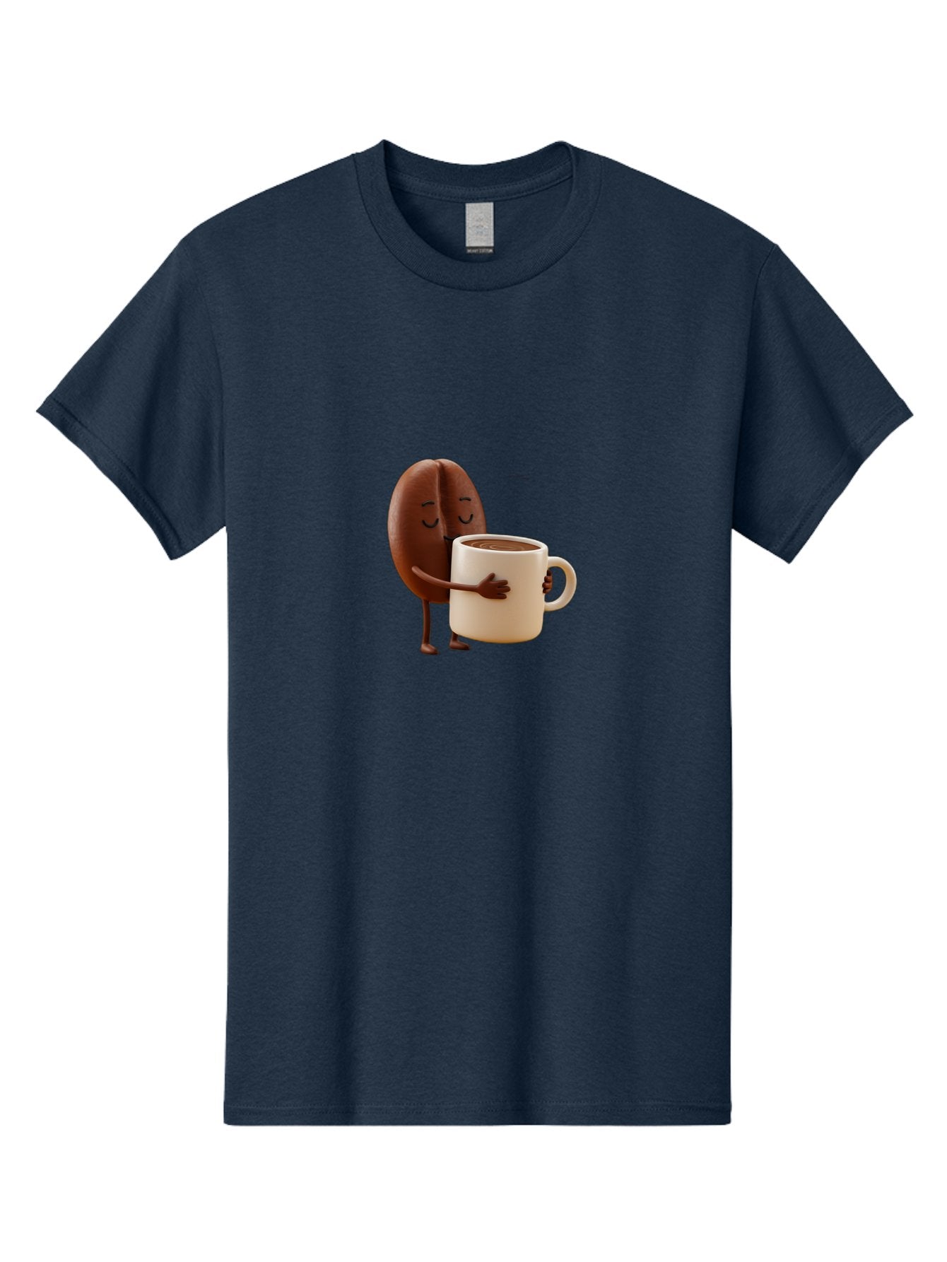 Coffee-Bean Men'S Graphic Tee, 100% Cotton, Comfortable Casual Summer Wear, Machine Washable, Coffee Bean, Anthropomorphic Character, Holding Coffee Cup, Warm Beverage, Coffee Lover, Cute Character, Cartoon Style, Morning Routine, Coffee Time Bab781 15
