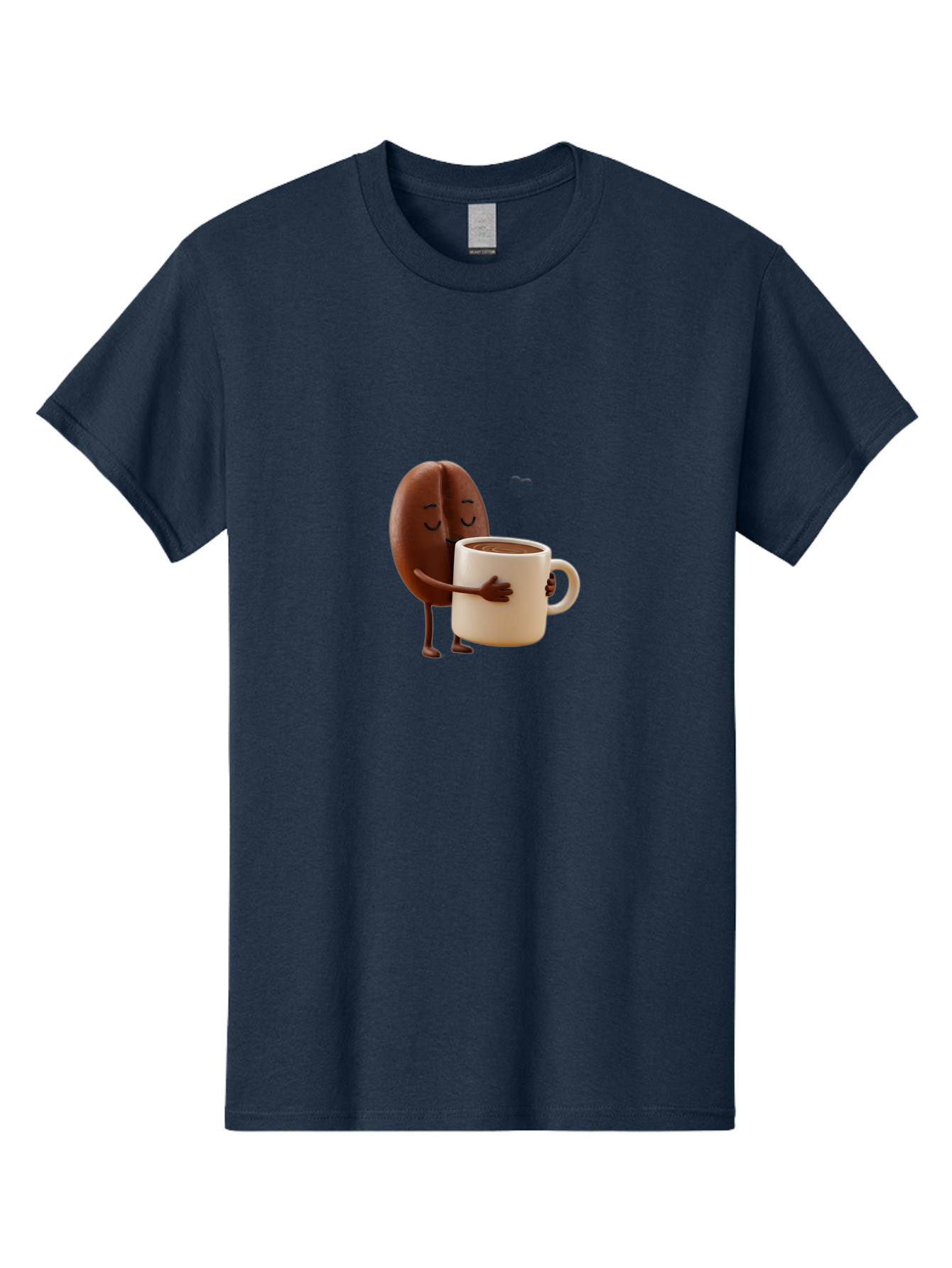 Coffee-Bean Men'S Graphic Tee, 100% Cotton, Comfortable Casual Summer Wear, Machine Washable, Coffee Bean, Anthropomorphic Character, Holding Coffee Cup, Warm Beverage, Coffee Lover, Cute Character, Cartoon Style, Morning Routine, Coffee Time Bab781