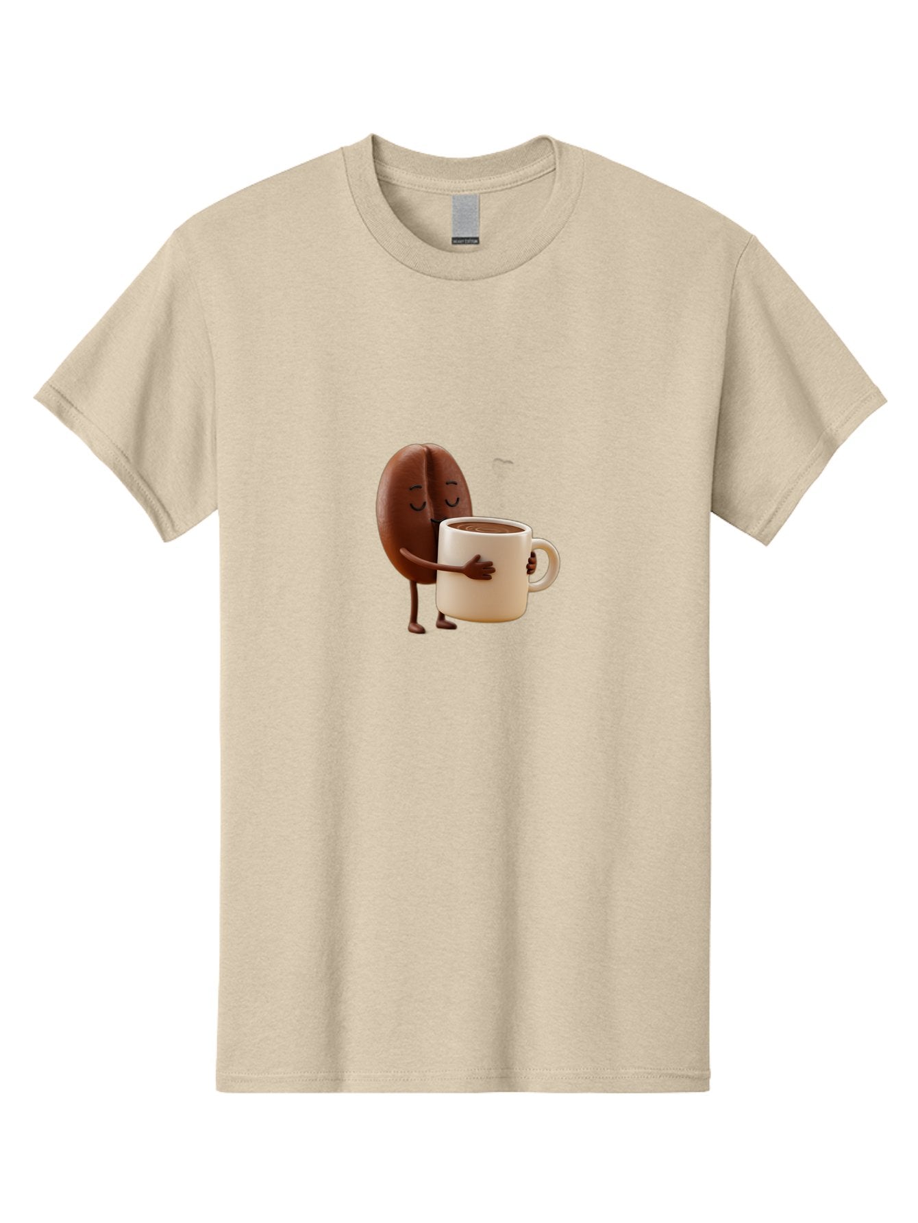 Coffee-Bean Men'S Graphic Tee, 100% Cotton, Comfortable Casual Summer Wear, Machine Washable, Coffee Bean, Anthropomorphic Character, Holding Coffee Cup, Warm Beverage, Coffee Lover, Cute Character, Cartoon Style, Morning Routine, Coffee Time Bab781 13