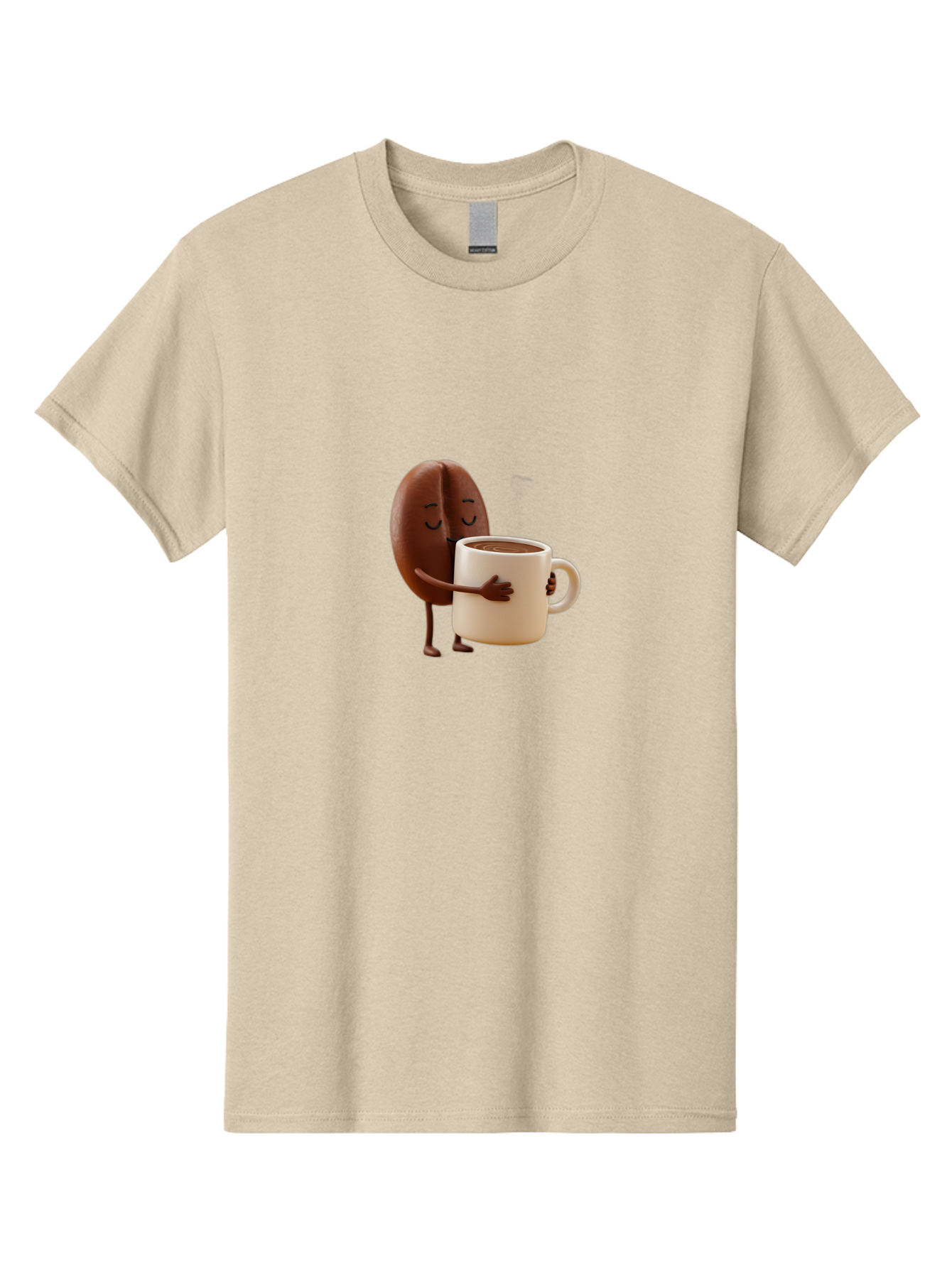 Coffee-Bean Men'S Graphic Tee, 100% Cotton, Comfortable Casual Summer Wear, Machine Washable, Coffee Bean, Anthropomorphic Character, Holding Coffee Cup, Warm Beverage, Coffee Lover, Cute Character, Cartoon Style, Morning Routine, Coffee Time Bab781 15