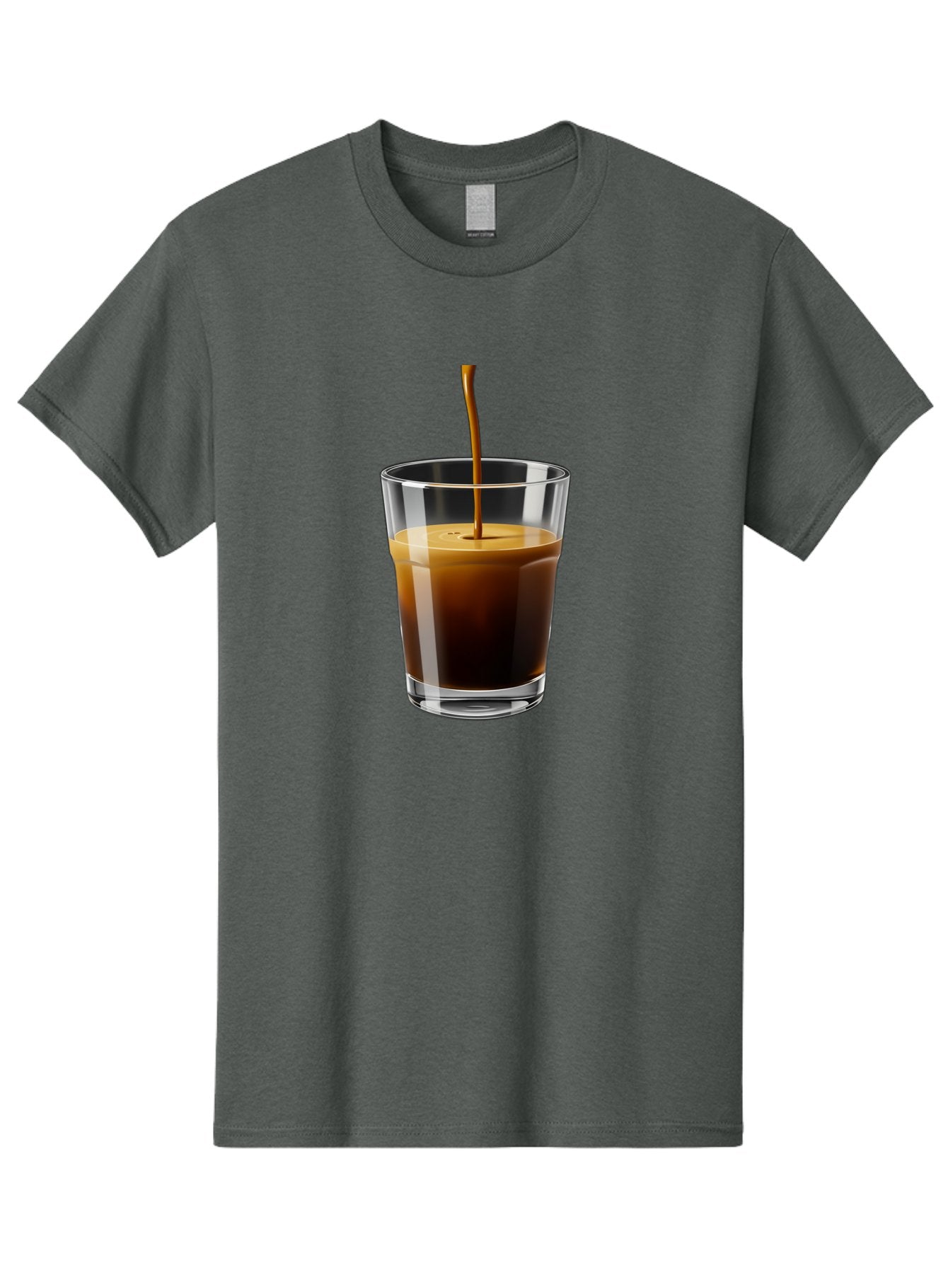 Coffee-Being-Poured-Into-A-Glass Men'S Graphic Tee, 100% Cotton, Comfortable Casual Summer Wear, Machine Washable, Coffee Being Poured, Espresso In Glass, Dark Brown Liquid, Coffee Drink, Beverage, Drinkware, Transparent Glass Bab783 14