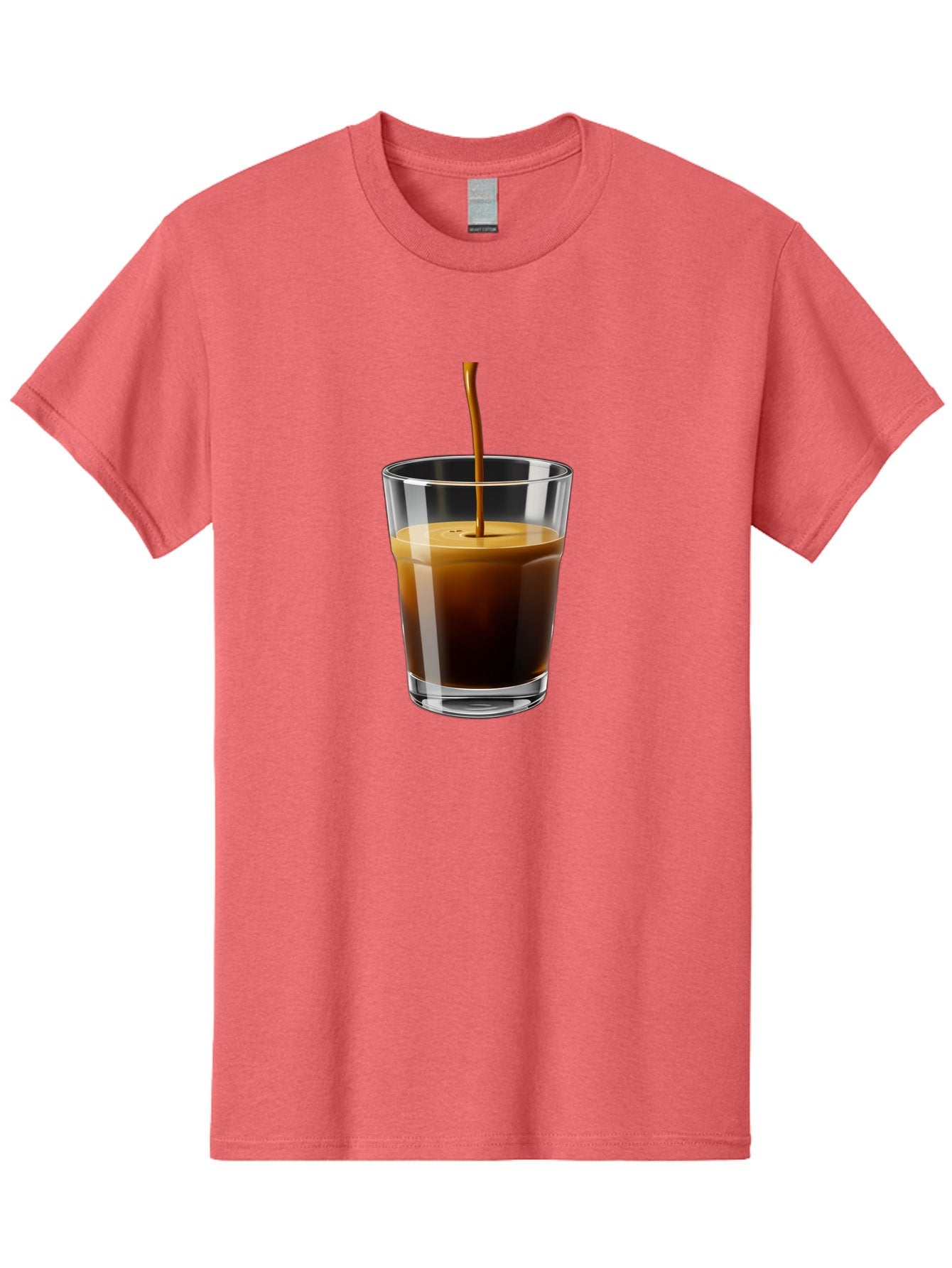 Coffee-Being-Poured-Into-A-Glass Men'S Graphic Tee, 100% Cotton, Comfortable Casual Summer Wear, Machine Washable, Coffee Being Poured, Espresso In Glass, Dark Brown Liquid, Coffee Drink, Beverage, Drinkware, Transparent Glass Bab783 7