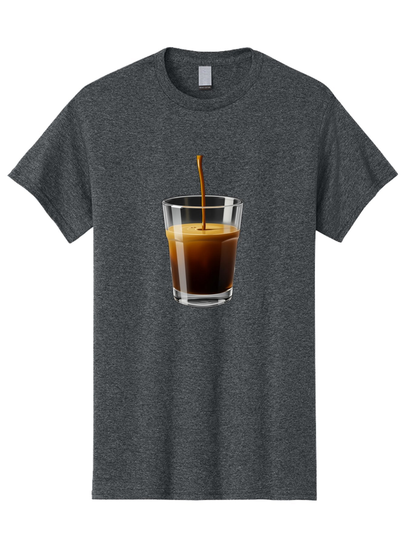 Coffee-Being-Poured-Into-A-Glass Men'S Graphic Tee, 100% Cotton, Comfortable Casual Summer Wear, Machine Washable, Coffee Being Poured, Espresso In Glass, Dark Brown Liquid, Coffee Drink, Beverage, Drinkware, Transparent Glass Bab783 6
