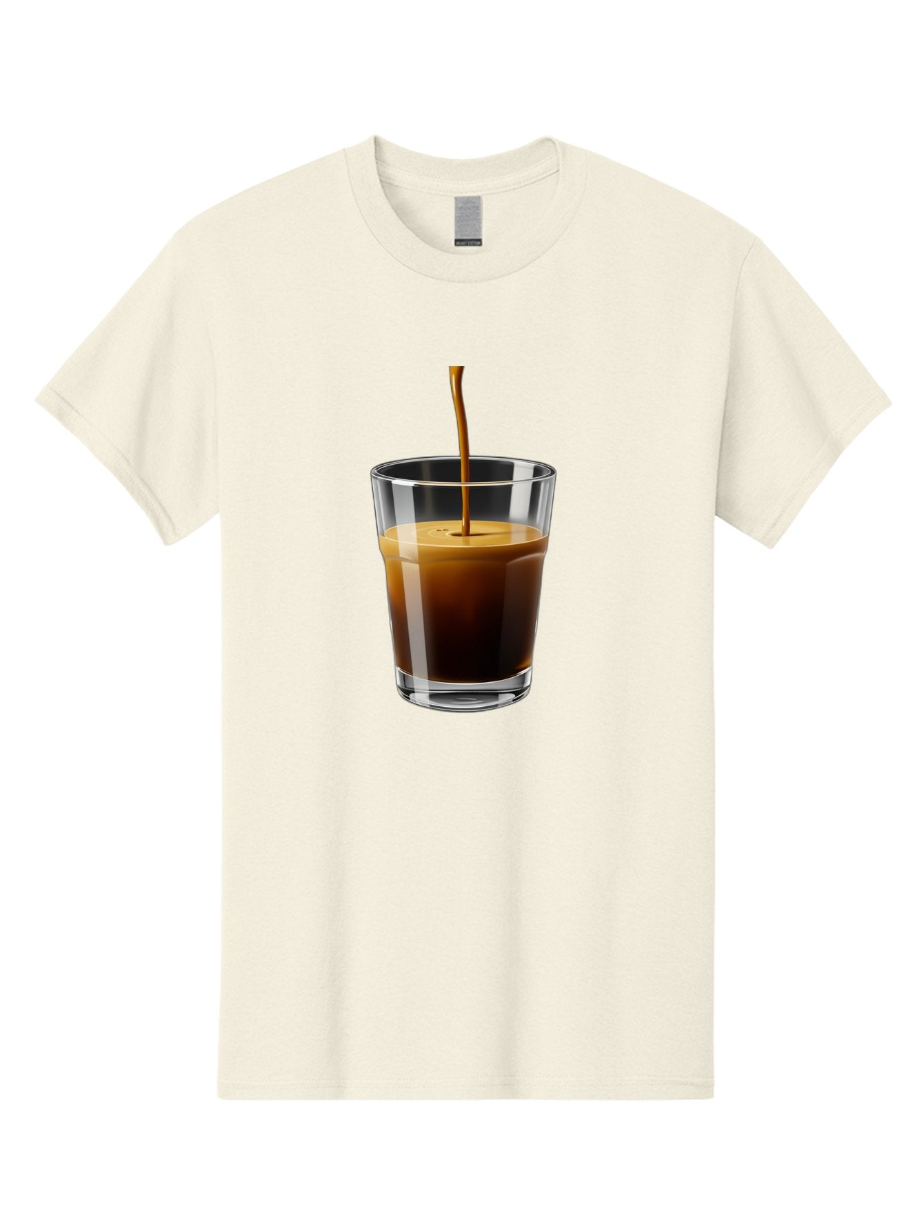Coffee-Being-Poured-Into-A-Glass Men'S Graphic Tee, 100% Cotton, Comfortable Casual Summer Wear, Machine Washable, Coffee Being Poured, Espresso In Glass, Dark Brown Liquid, Coffee Drink, Beverage, Drinkware, Transparent Glass Bab783 11