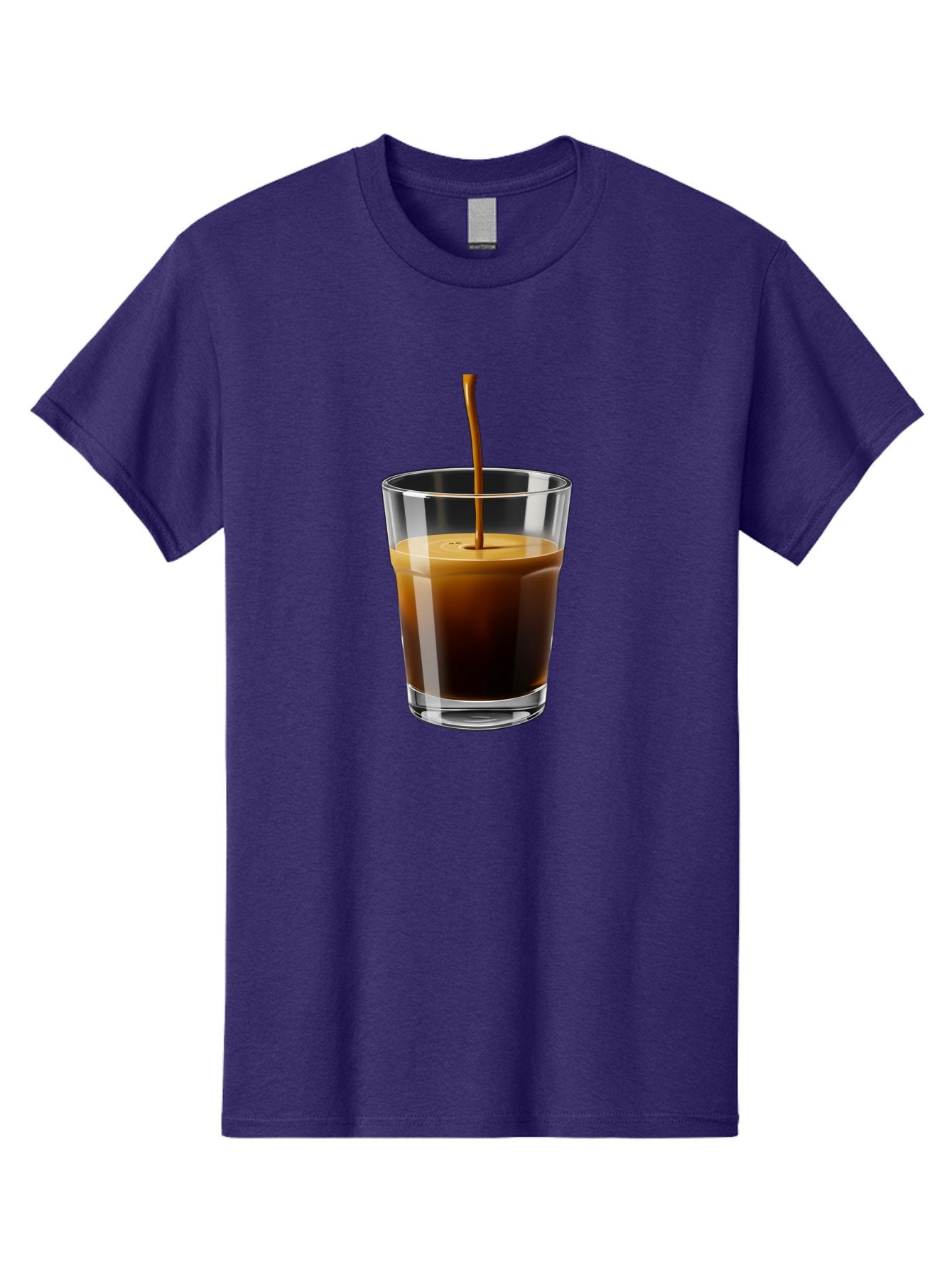 Coffee-Being-Poured-Into-A-Glass Men'S Graphic Tee, 100% Cotton, Comfortable Casual Summer Wear, Machine Washable, Coffee Being Poured, Espresso In Glass, Dark Brown Liquid, Coffee Drink, Beverage, Drinkware, Transparent Glass Bab783 13