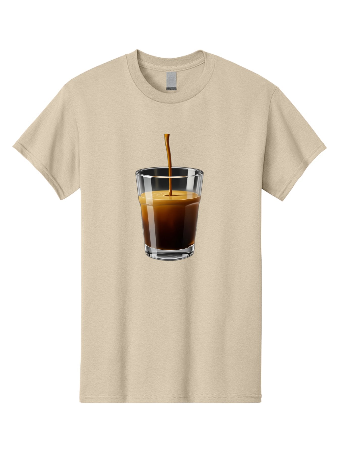 Coffee-Being-Poured-Into-A-Glass Men'S Graphic Tee, 100% Cotton, Comfortable Casual Summer Wear, Machine Washable, Coffee Being Poured, Espresso In Glass, Dark Brown Liquid, Coffee Drink, Beverage, Drinkware, Transparent Glass Bab783 5