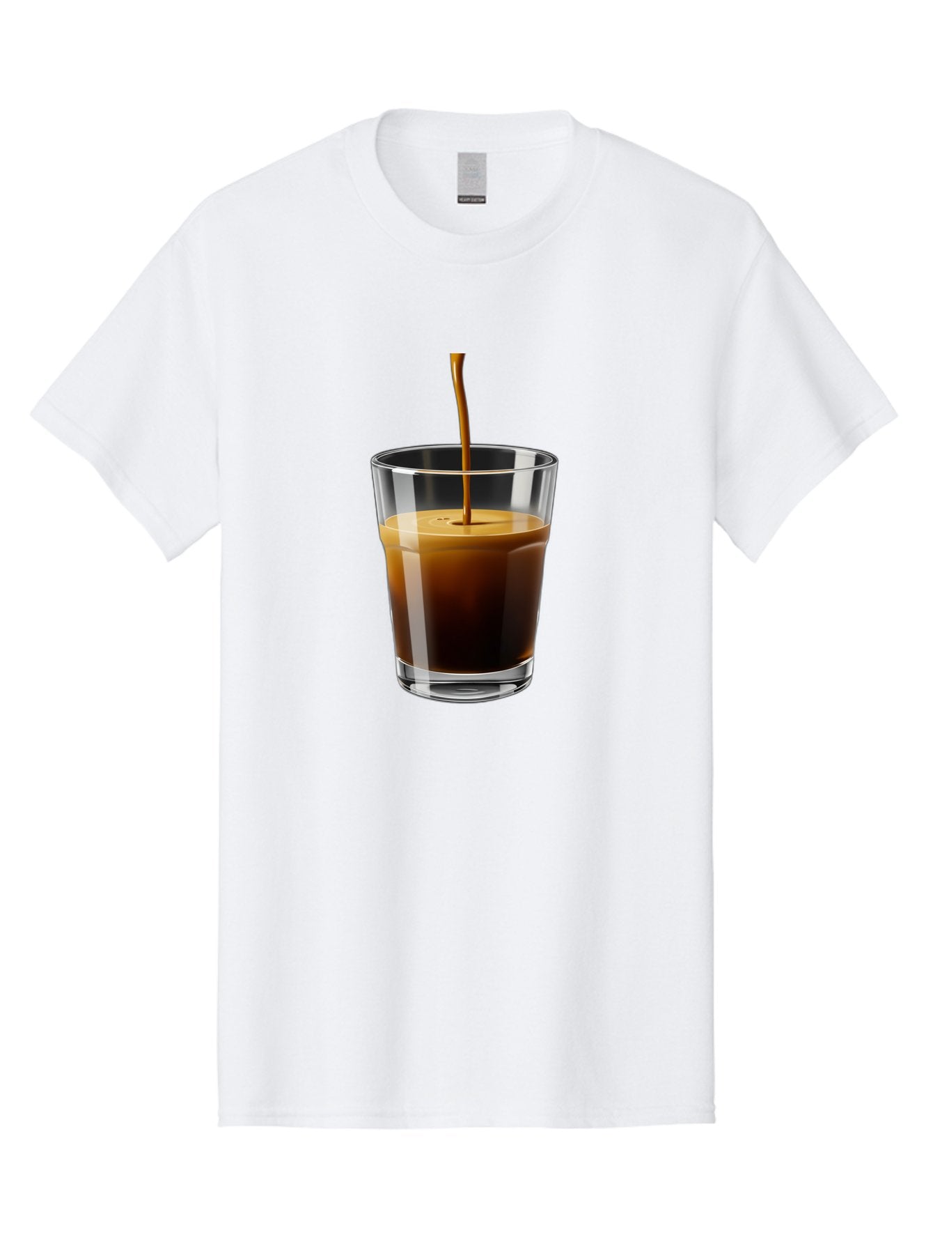 Coffee-Being-Poured-Into-A-Glass Men'S Graphic Tee, 100% Cotton, Comfortable Casual Summer Wear, Machine Washable, Coffee Being Poured, Espresso In Glass, Dark Brown Liquid, Coffee Drink, Beverage, Drinkware, Transparent Glass Bab783 15