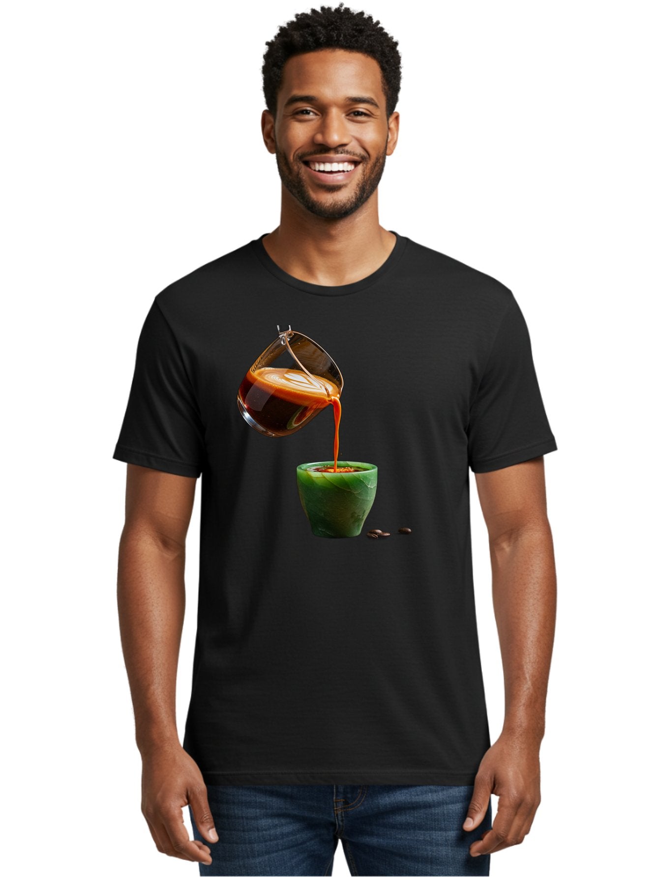 Coffee-Being-Poured Men'S Graphic Tee, 100% Cotton, Comfortable Casual Summer Wear, Machine Washable, Espresso Being Poured, Coffee In Cup, Rich Coffee, Coffee Beans, Morning Coffee, Coffee Culture, Caffeine Boost Bab784 18