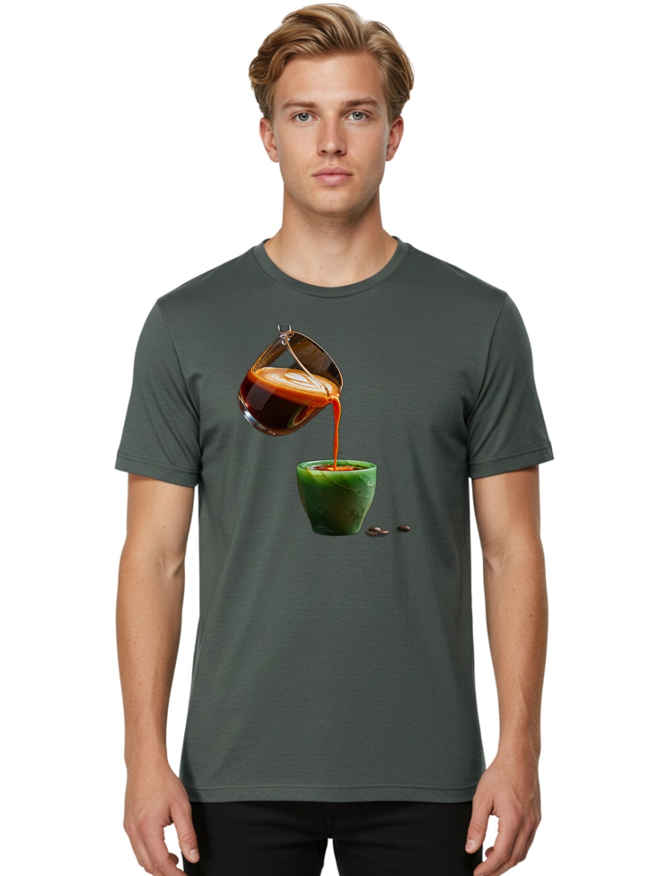 Coffee-Being-Poured Men'S Graphic Tee, 100% Cotton, Comfortable Casual Summer Wear, Machine Washable, Espresso Being Poured, Coffee In Cup, Rich Coffee, Coffee Beans, Morning Coffee, Coffee Culture, Caffeine Boost Bab784 17