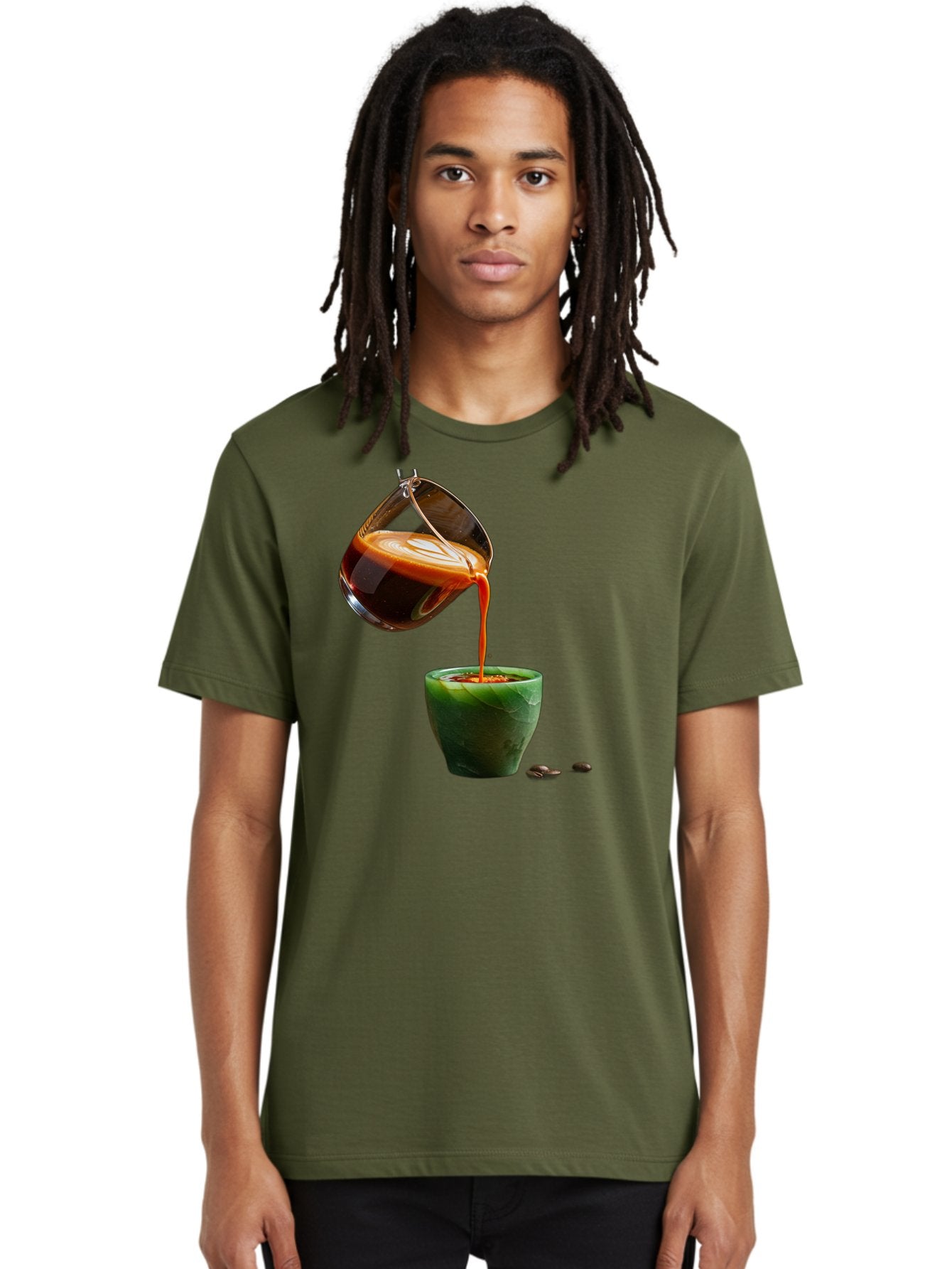 Coffee-Being-Poured Men'S Graphic Tee, 100% Cotton, Comfortable Casual Summer Wear, Machine Washable, Espresso Being Poured, Coffee In Cup, Rich Coffee, Coffee Beans, Morning Coffee, Coffee Culture, Caffeine Boost Bab784 25