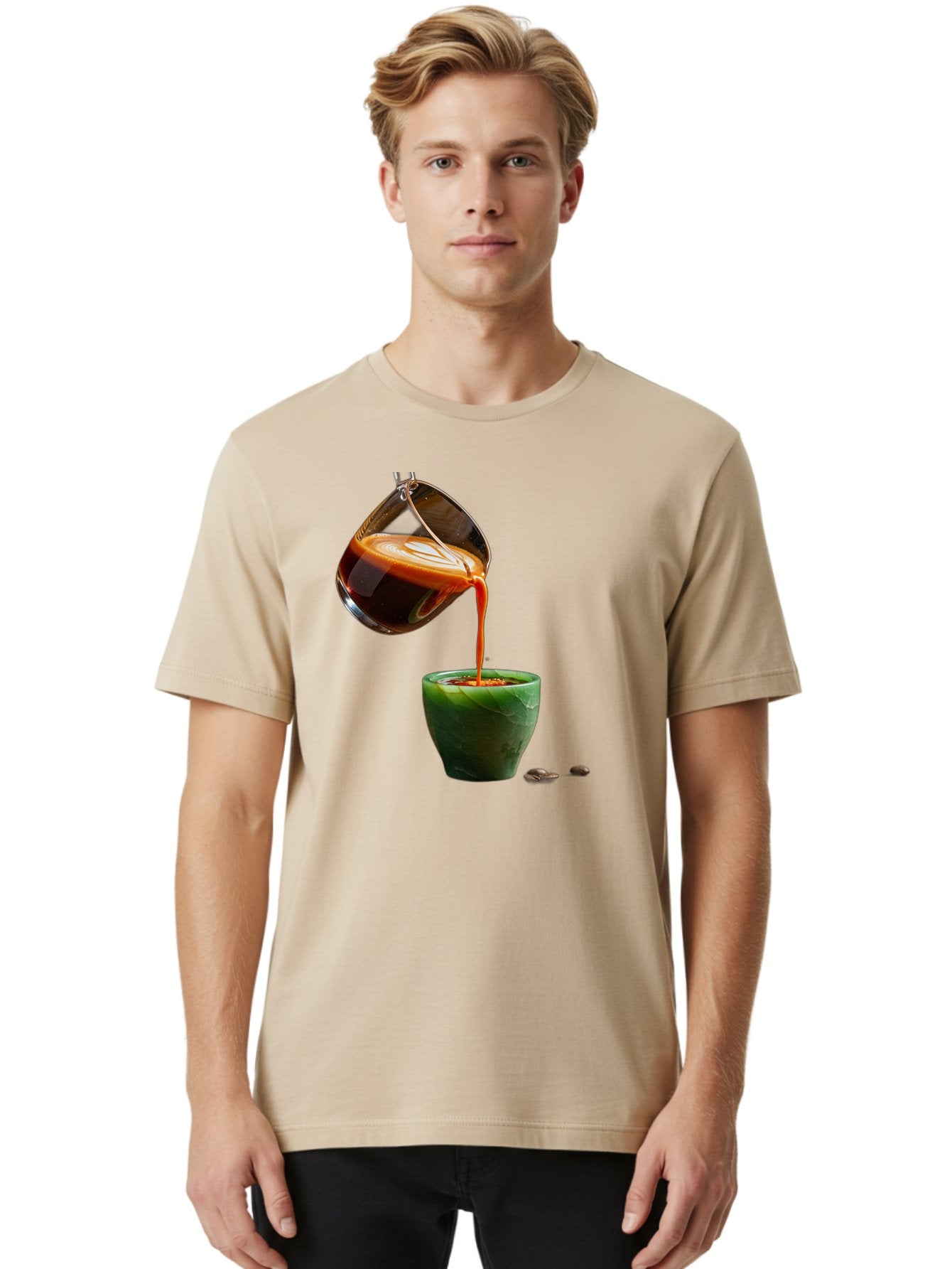 Coffee-Being-Poured Men'S Graphic Tee, 100% Cotton, Comfortable Casual Summer Wear, Machine Washable, Espresso Being Poured, Coffee In Cup, Rich Coffee, Coffee Beans, Morning Coffee, Coffee Culture, Caffeine Boost Bab784 27
