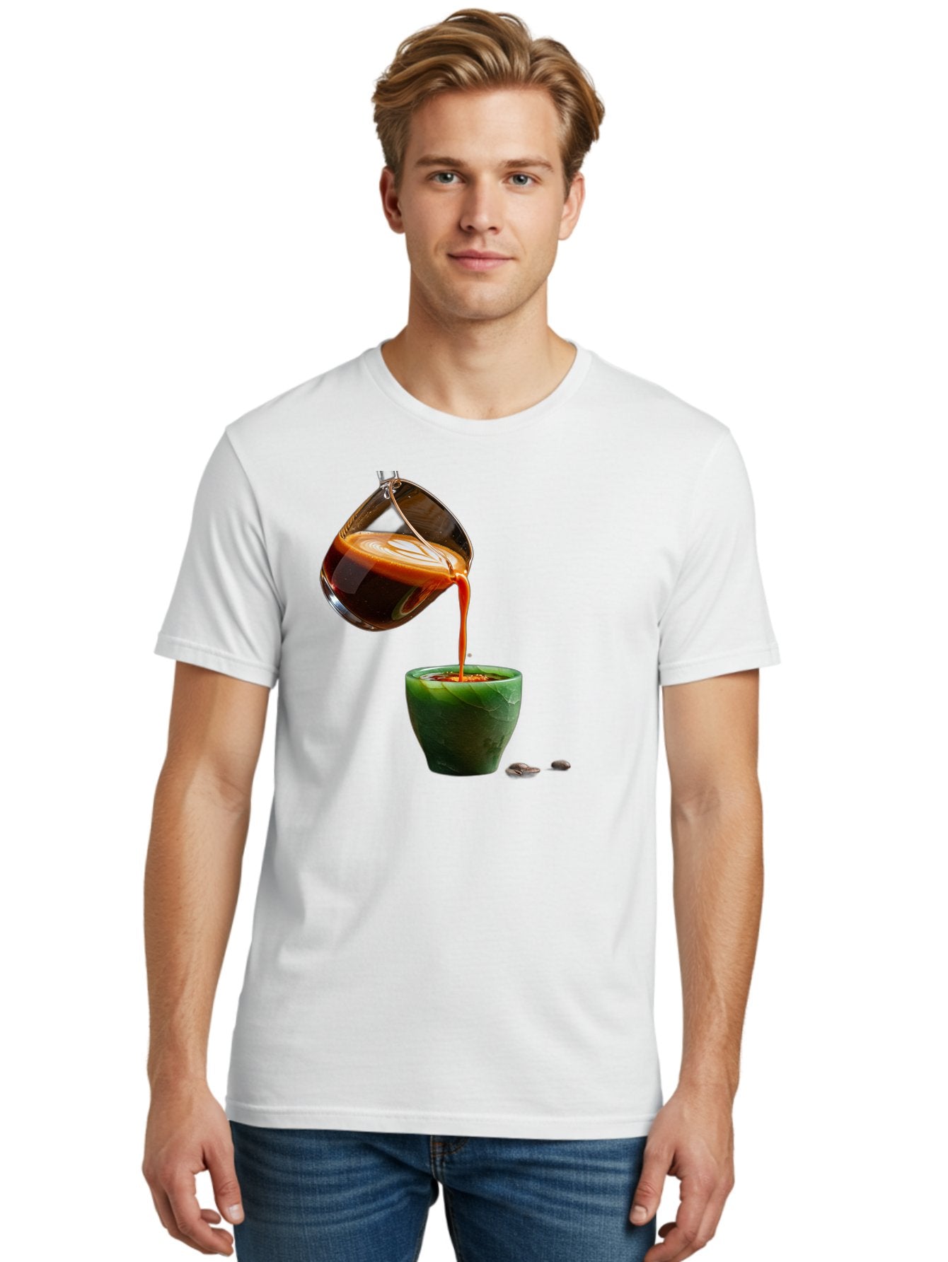 Coffee-Being-Poured Men'S Graphic Tee, 100% Cotton, Comfortable Casual Summer Wear, Machine Washable, Espresso Being Poured, Coffee In Cup, Rich Coffee, Coffee Beans, Morning Coffee, Coffee Culture, Caffeine Boost Bab784 16