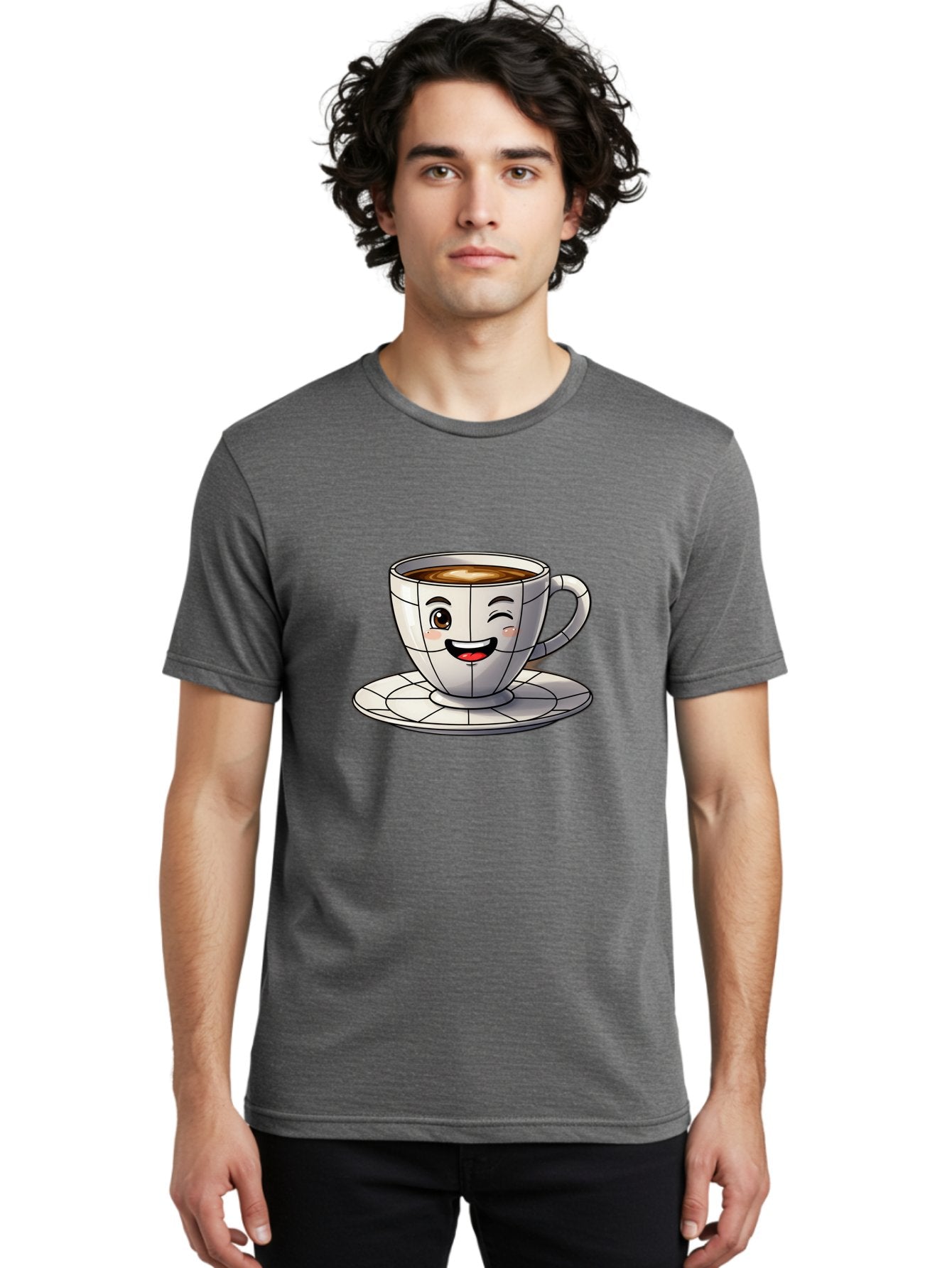 Coffee-Cup-1 Men'S Graphic Tee, 100% Cotton, Comfortable Casual Summer Wear, Machine Washable, Cartoon Coffee Cup, Smiling Face, Happy Expression, Coffee Break, Morning Routine, Cafe Culture, Animated Character, Playful Design, Whimsical Art Bab786 21