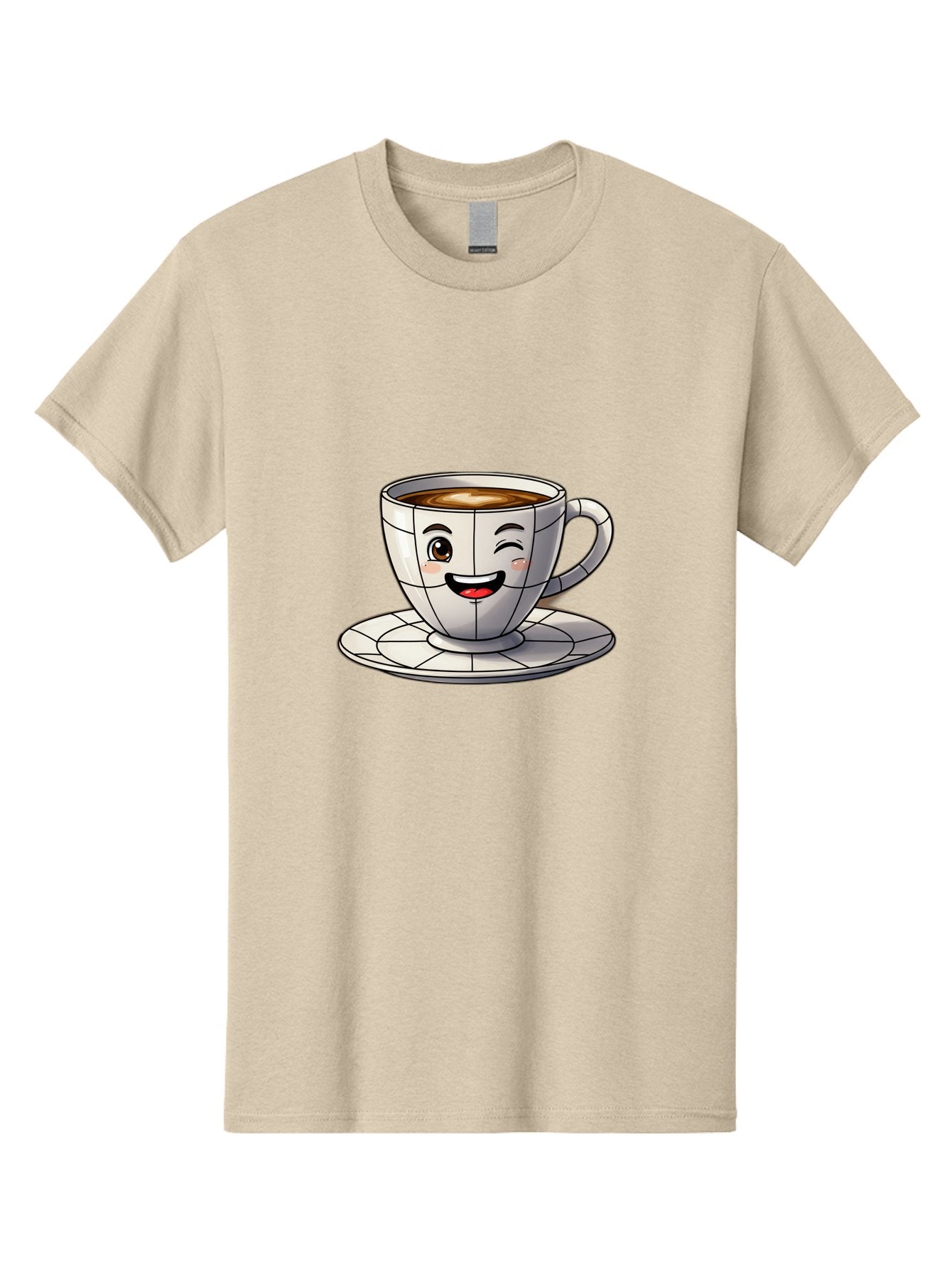 Coffee-Cup-1 Men'S Graphic Tee, 100% Cotton, Comfortable Casual Summer Wear, Machine Washable, Cartoon Coffee Cup, Smiling Face, Happy Expression, Coffee Break, Morning Routine, Cafe Culture, Animated Character, Playful Design, Whimsical Art Bab786 5