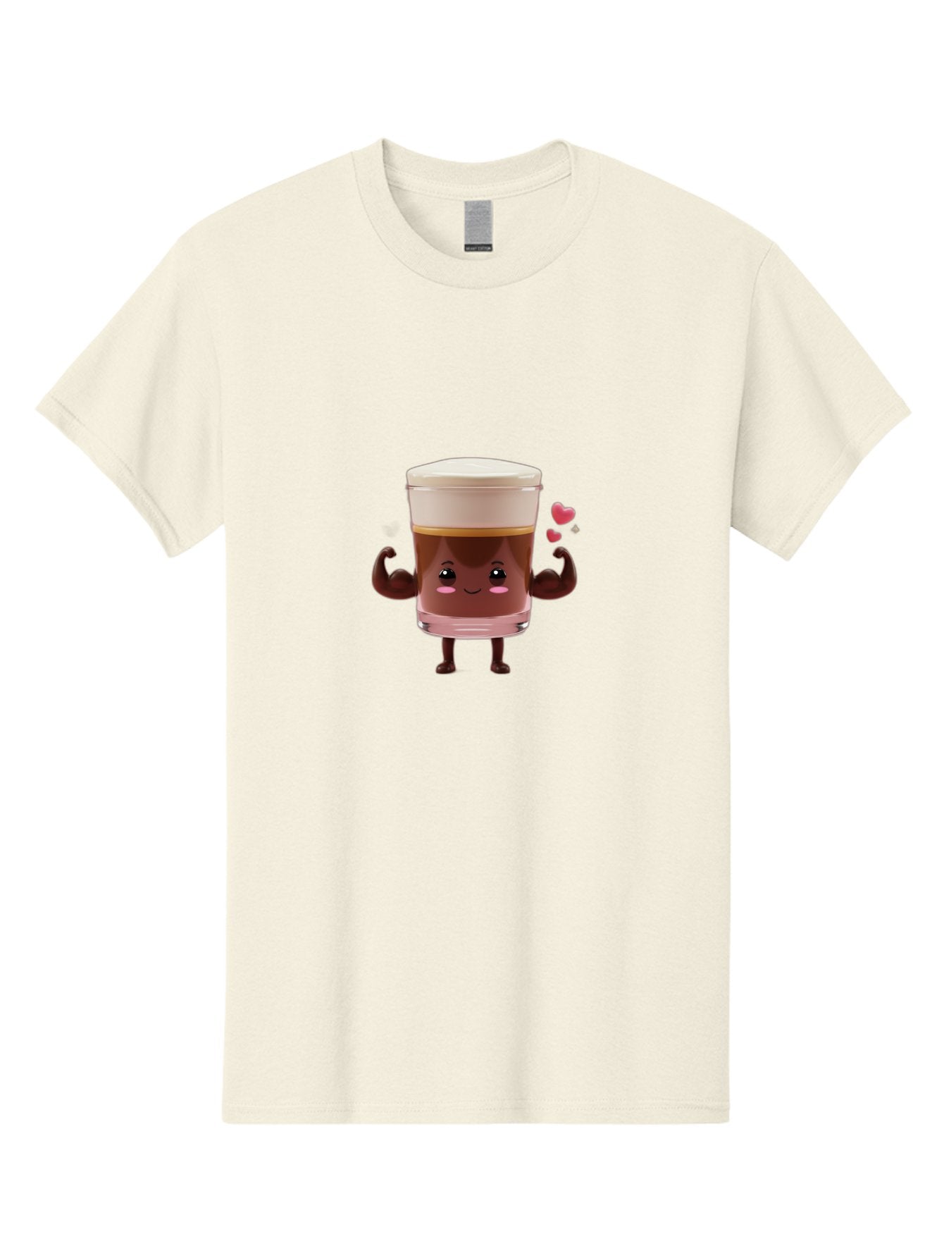 Coffee-Cup-2 Men'S Graphic Tee, 100% Cotton, Comfortable Casual Summer Wear, Machine Washable, Cartoon Coffee Cup, Strong Personality, Flexing Muscles, Smiling Face, Coffee Lover, Coffee Culture, Morning Pick-Me-Up, Coffee Break Bab787