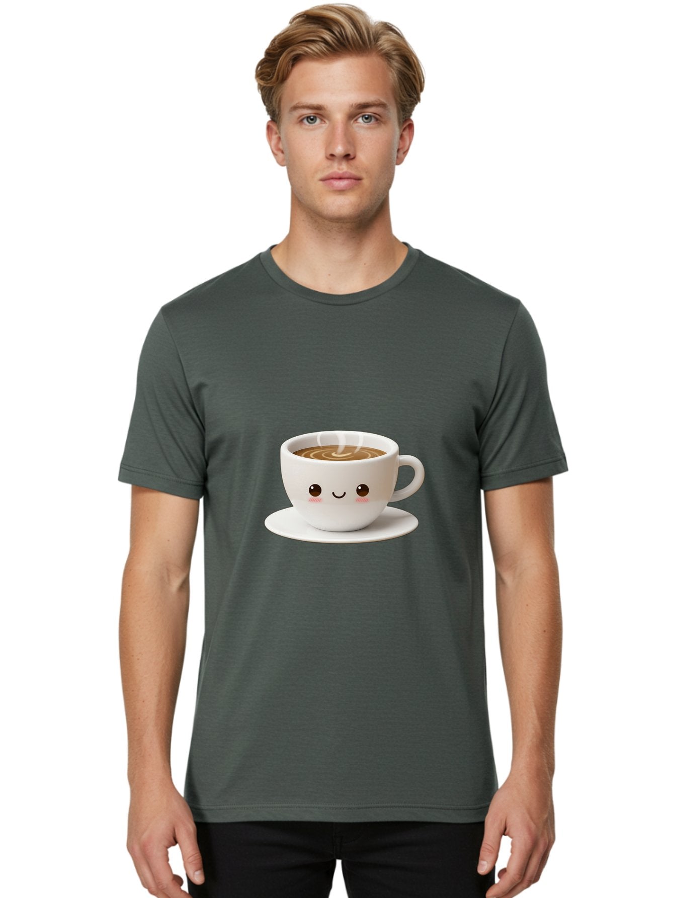 Coffee-Cup-3 Men'S Graphic Tee, 100% Cotton, Comfortable Casual Summer Wear, Machine Washable, Cute Coffee Cup, Smiling Face, Steaming Hot Coffee, Latte Art, Cartoon Style, Adorable Character, Morning Pick-Me-Up, Coffee Break Bab788 28