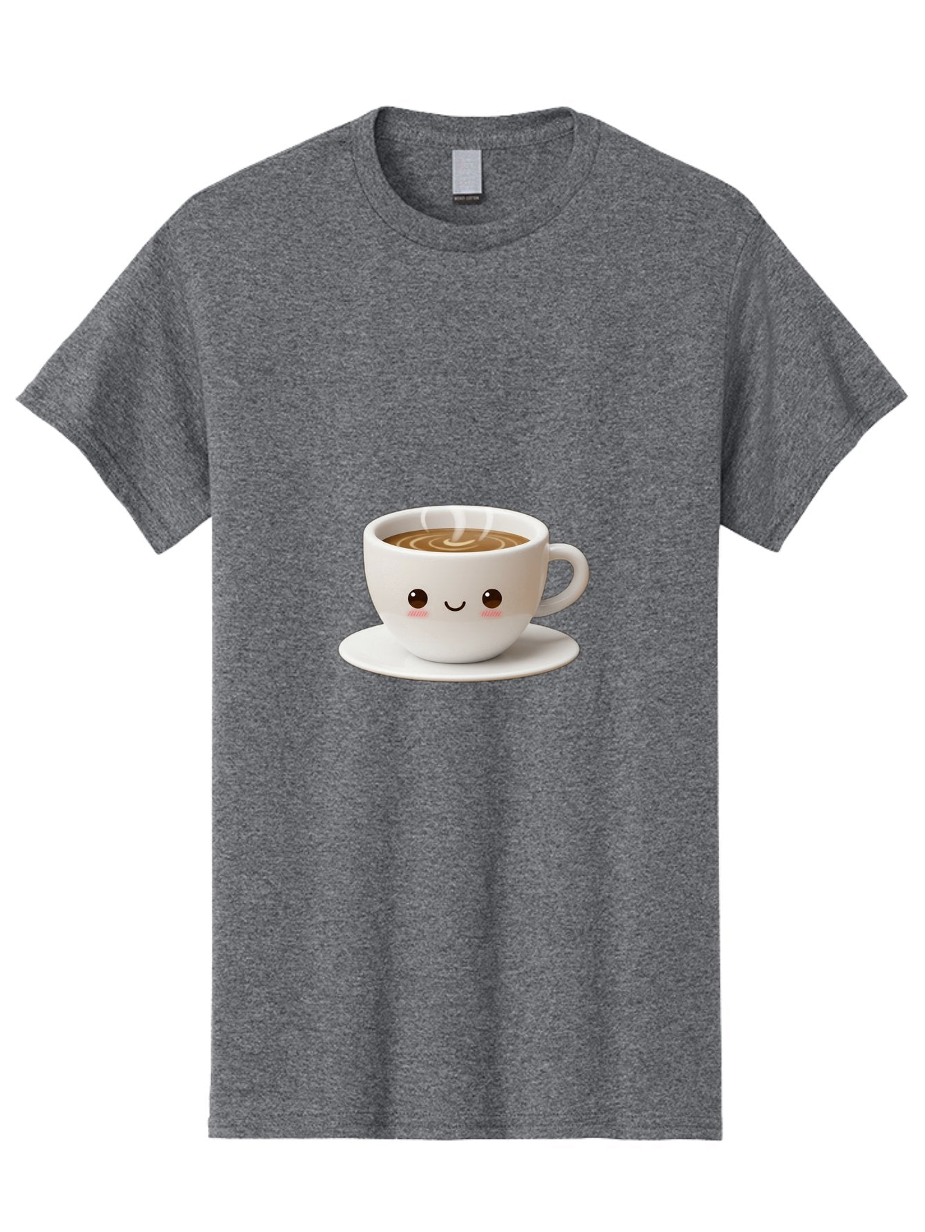 Coffee-Cup-3 Men'S Graphic Tee, 100% Cotton, Comfortable Casual Summer Wear, Machine Washable, Cute Coffee Cup, Smiling Face, Steaming Hot Coffee, Latte Art, Cartoon Style, Adorable Character, Morning Pick-Me-Up, Coffee Break Bab788