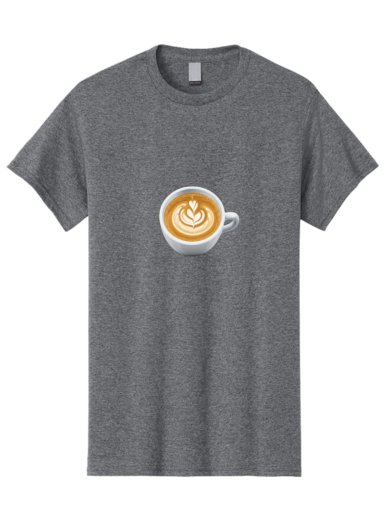 Coffee-Cup-5 Men'S Graphic Tee, 100% Cotton, Comfortable Casual Summer Wear, Machine Washable, Coffee Cup, Latte Art, Morning Coffee, Coffee Break, Caffeine Boost, White Cup, Leaf Design, Frothy Coffee, Coffee Culture Bab790