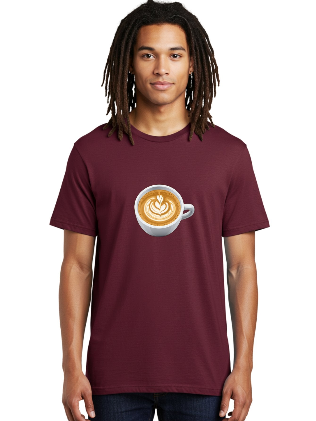 Coffee-Cup-5 Men'S Graphic Tee, 100% Cotton, Comfortable Casual Summer Wear, Machine Washable, Coffee Cup, Latte Art, Morning Coffee, Coffee Break, Caffeine Boost, White Cup, Leaf Design, Frothy Coffee, Coffee Culture Bab790 26